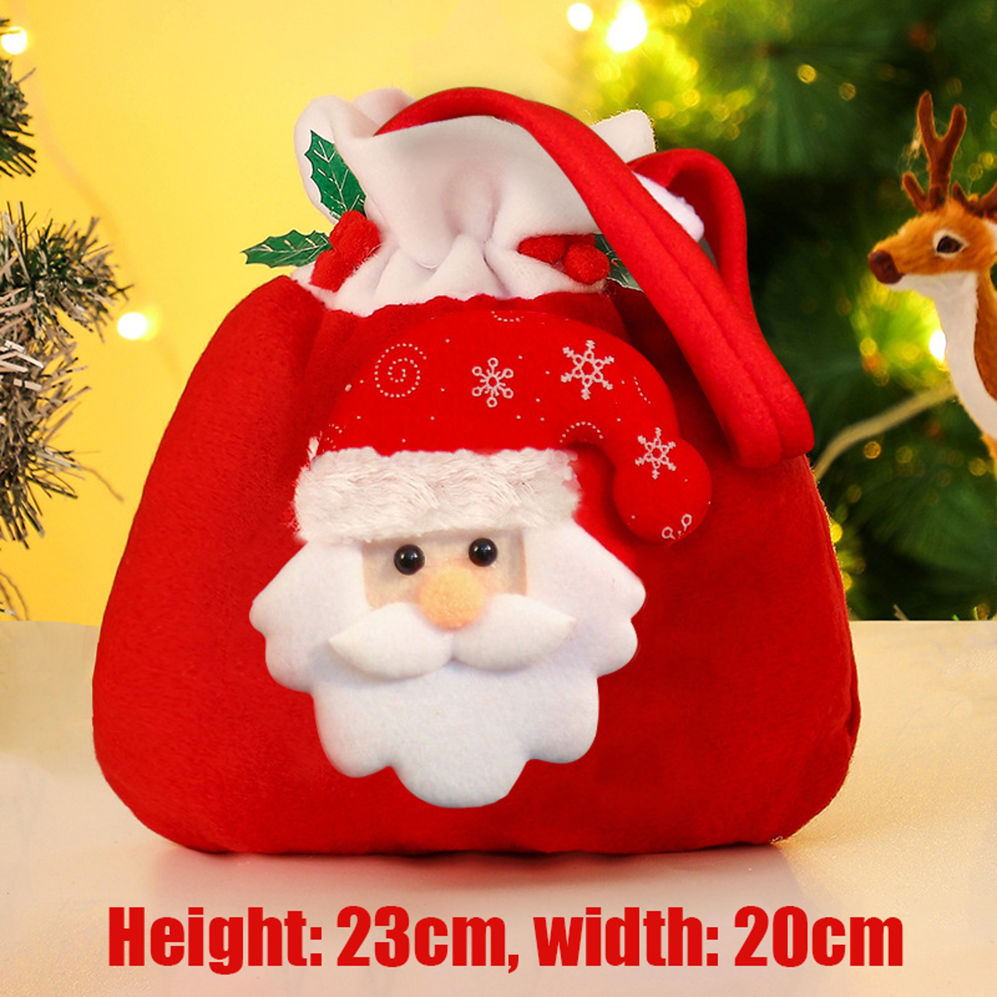 Christmas Gift Bags Drawstring Set,4Pcs Flannel Santa Sack Candy Pouches for Children's Gifts,Holiday Gift Wrapping – view 10