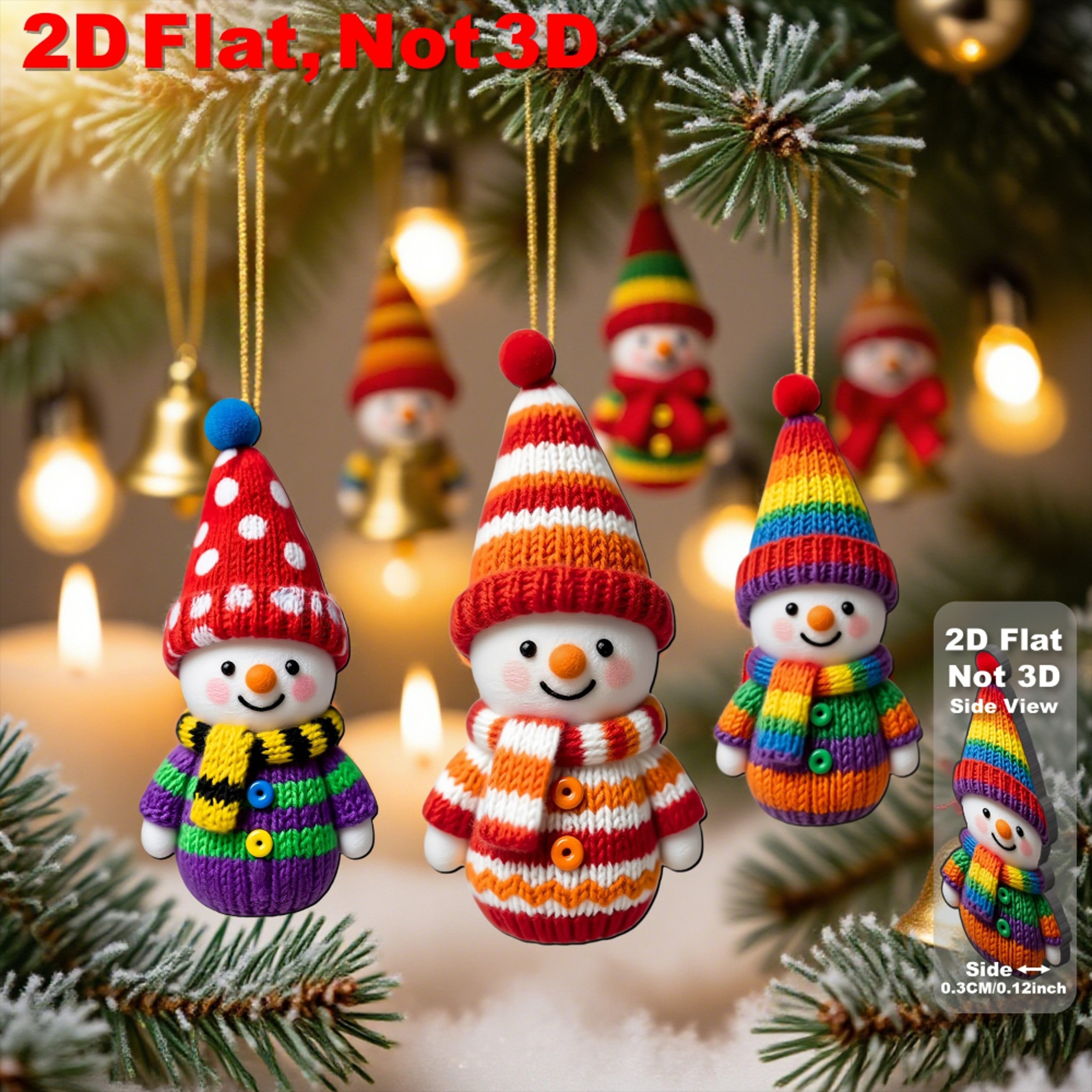 Color-Coded Knitted-Style Snowman, Wooden Ornaments, Christmas Tree Pendants, Wall Decor, Party Favors and Gifts – view 5