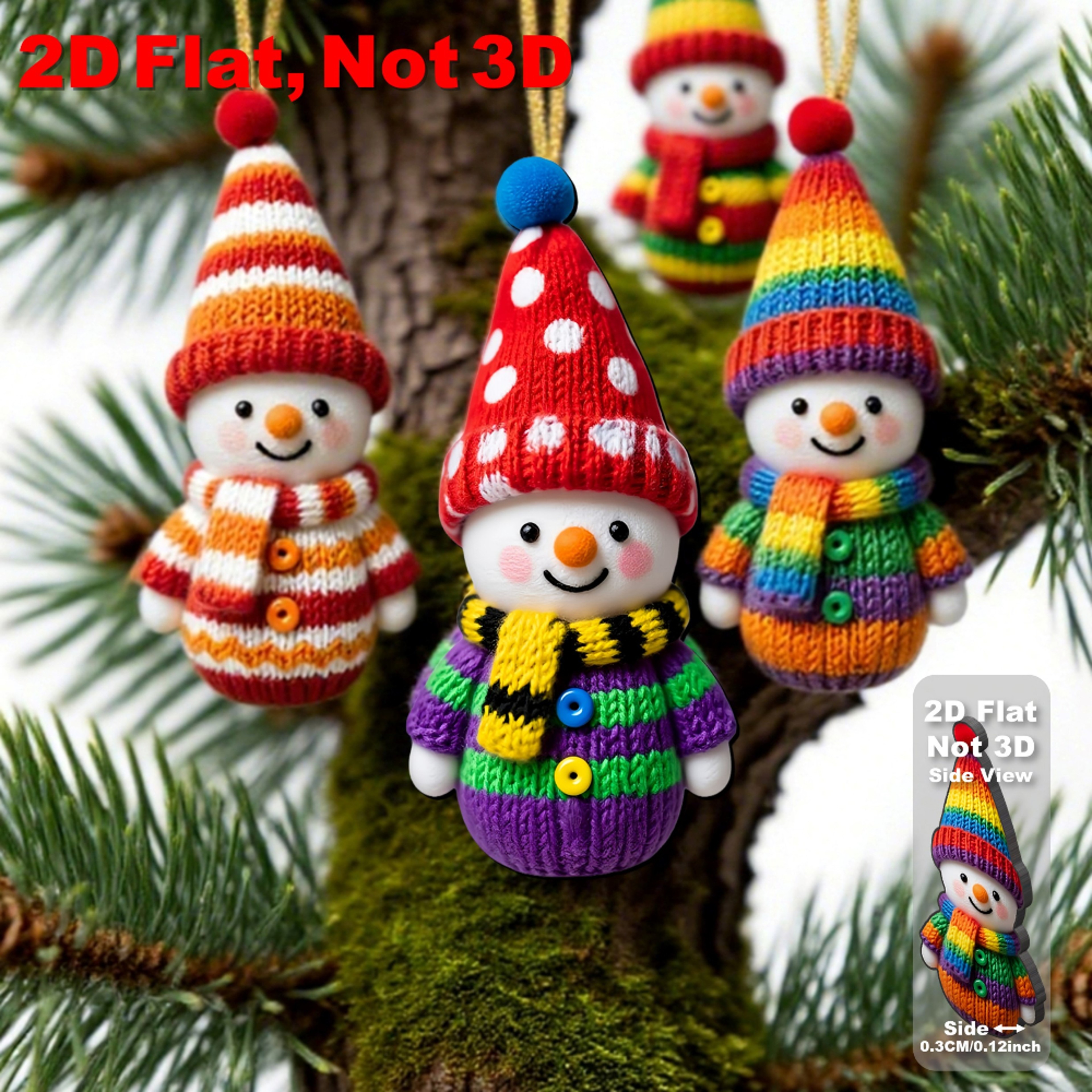 Color-Coded Knitted-Style Snowman, Wooden Ornaments, Christmas Tree Pendants, Wall Decor, Party Favors and Gifts – view 6