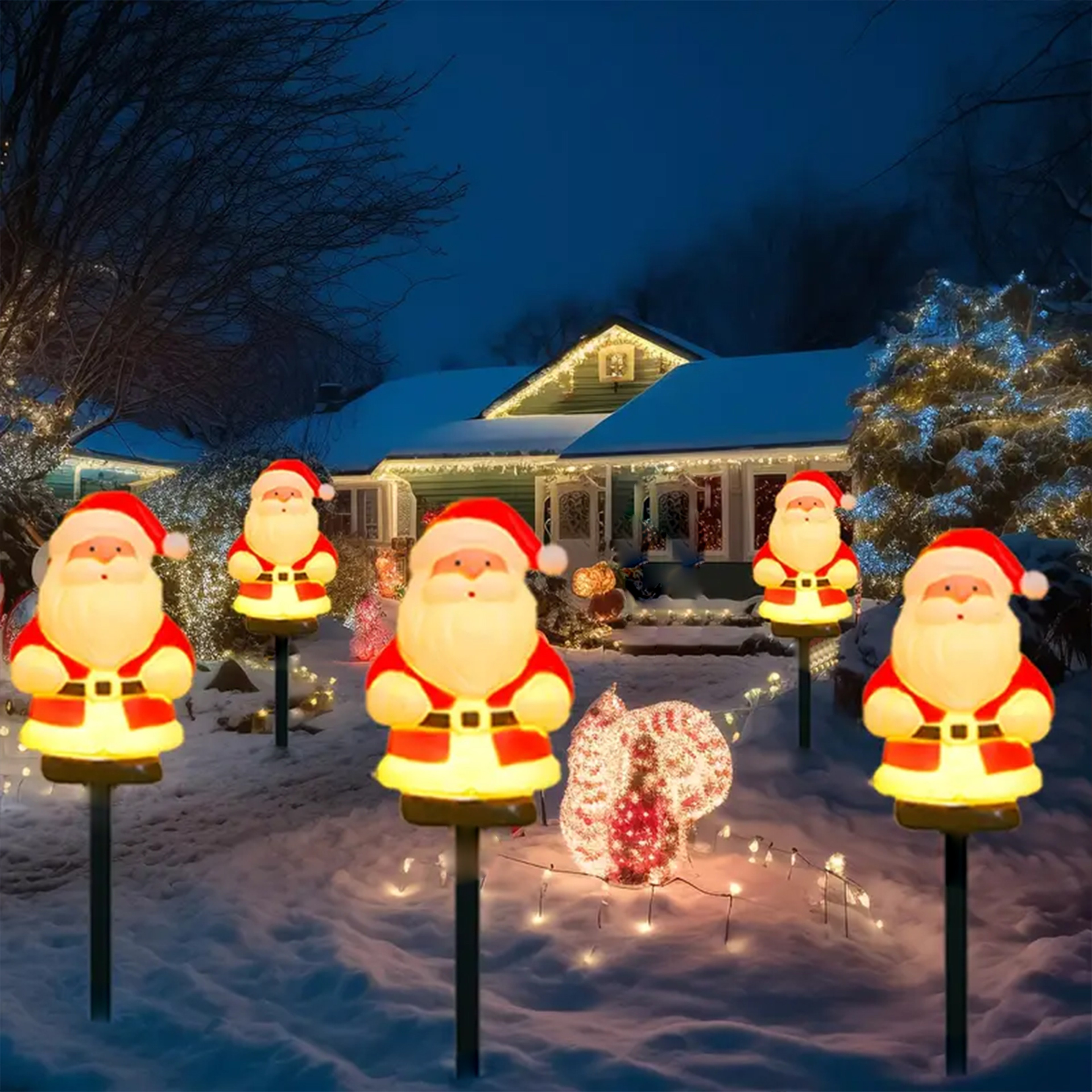 Solar Powered Christmas Santa Claus Pathway Lights Garden Stake Lights Xmas Holiday Patio Camping D 0