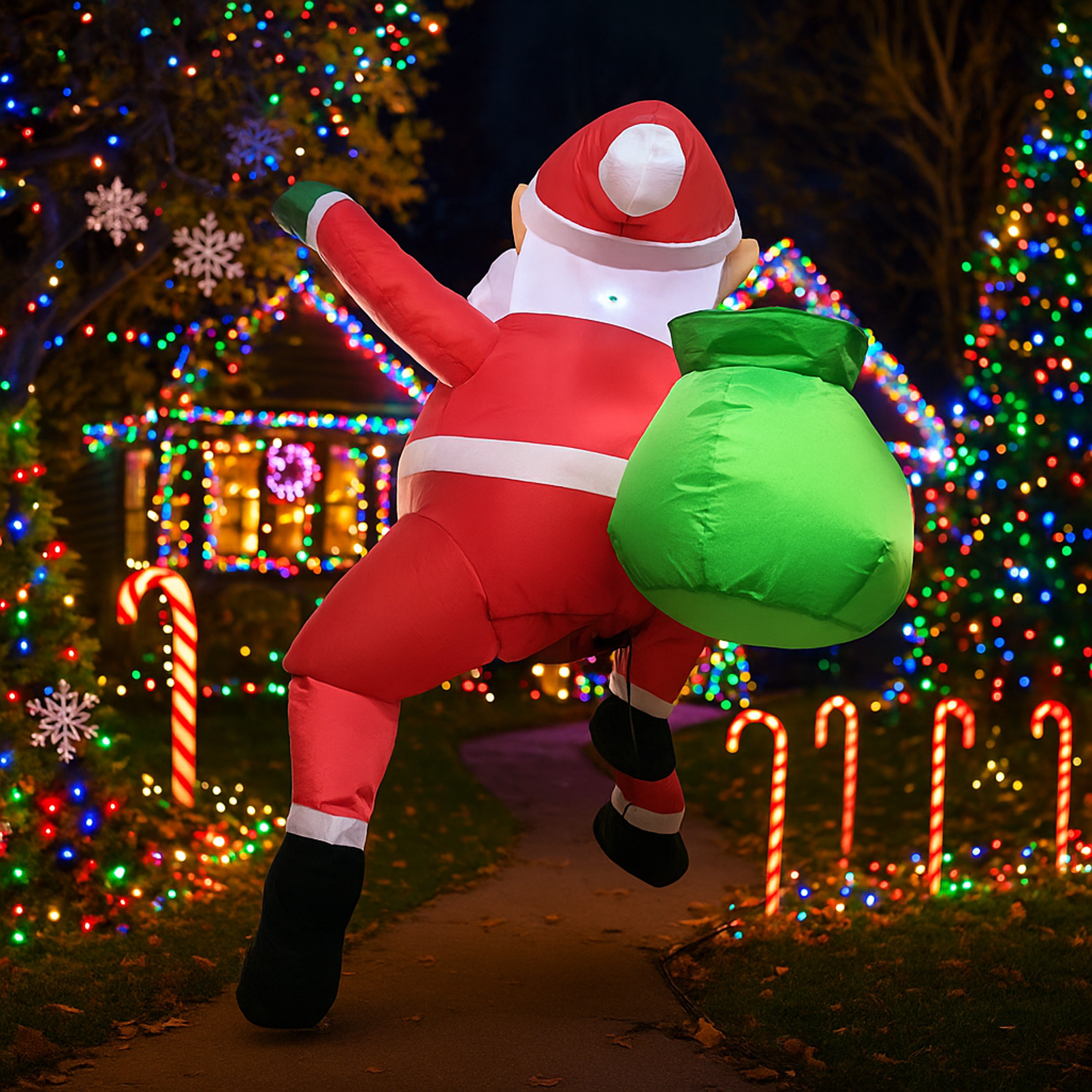 Inflatable Dabbing Santa Claus Christmas Yard Decoration LED Lighted Inflatable Toy Ornament For Ho 2