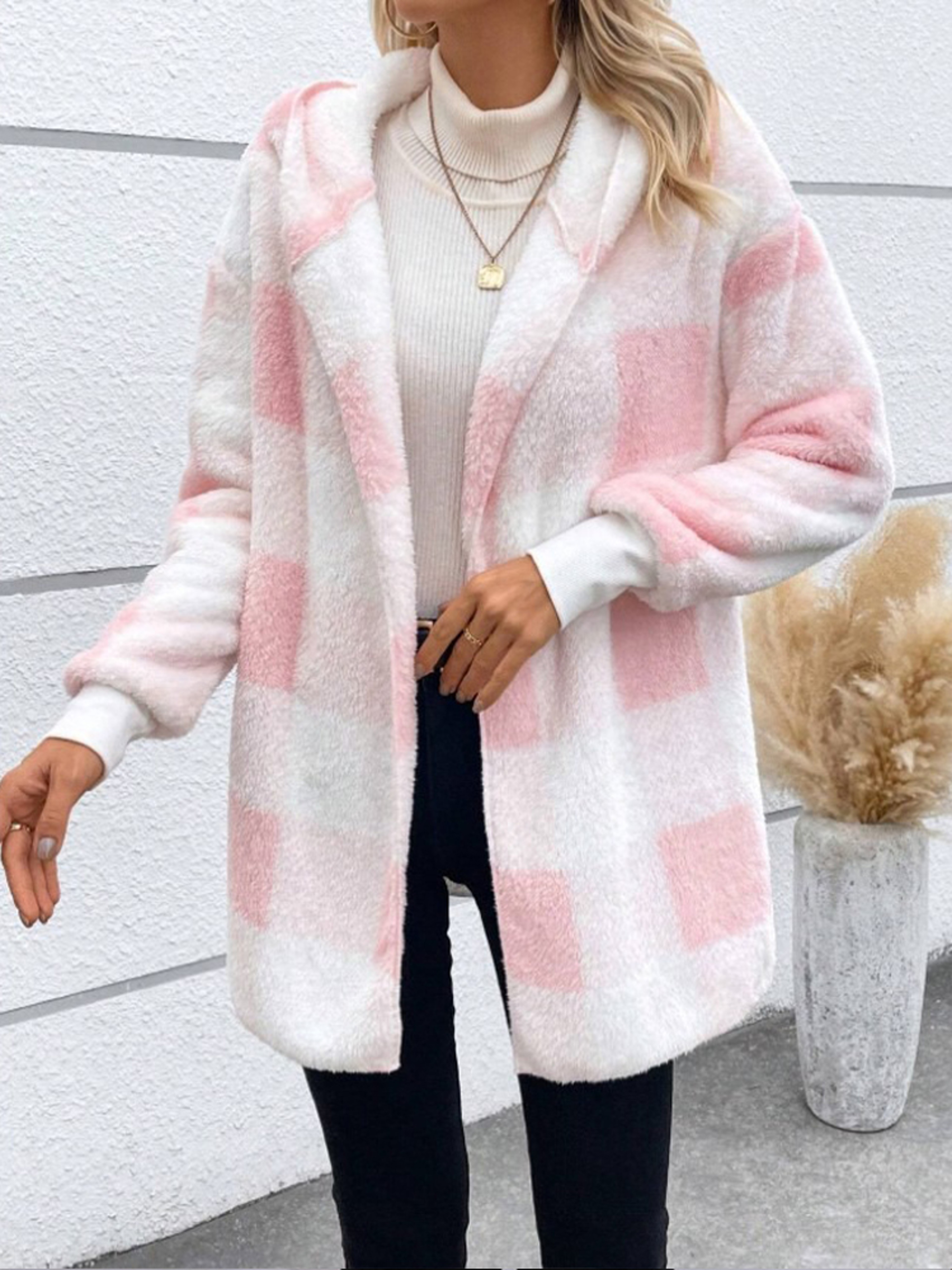 Winter Thick Color-blocked Womens Cardigan, Loose Ribbed Plaid Sweater, Warm Plush Cold-Resistance New Cozy Clothes – view 9