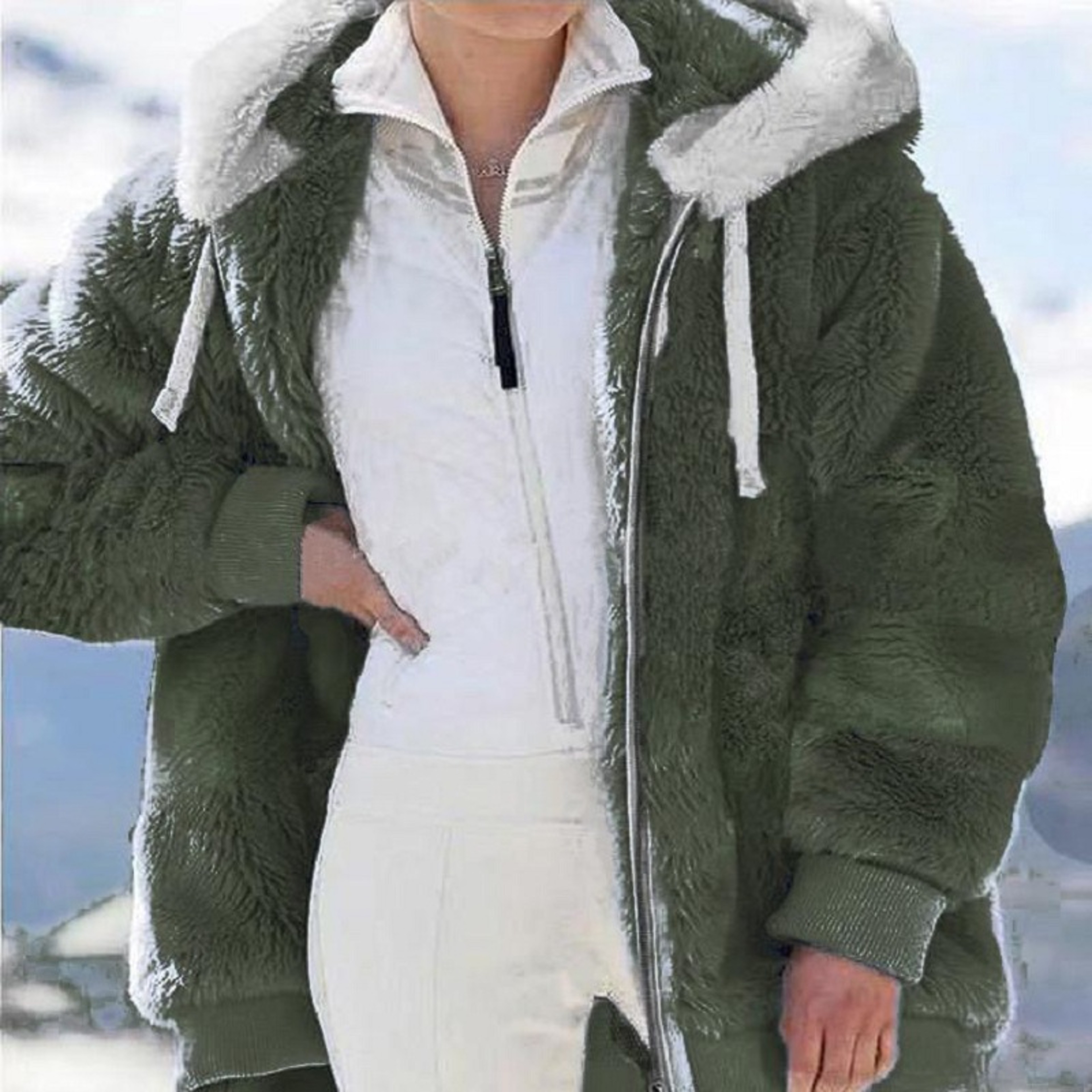 New Style Loose Plush Autumn Winter Zipper Hooded Jacket Woman – view 2