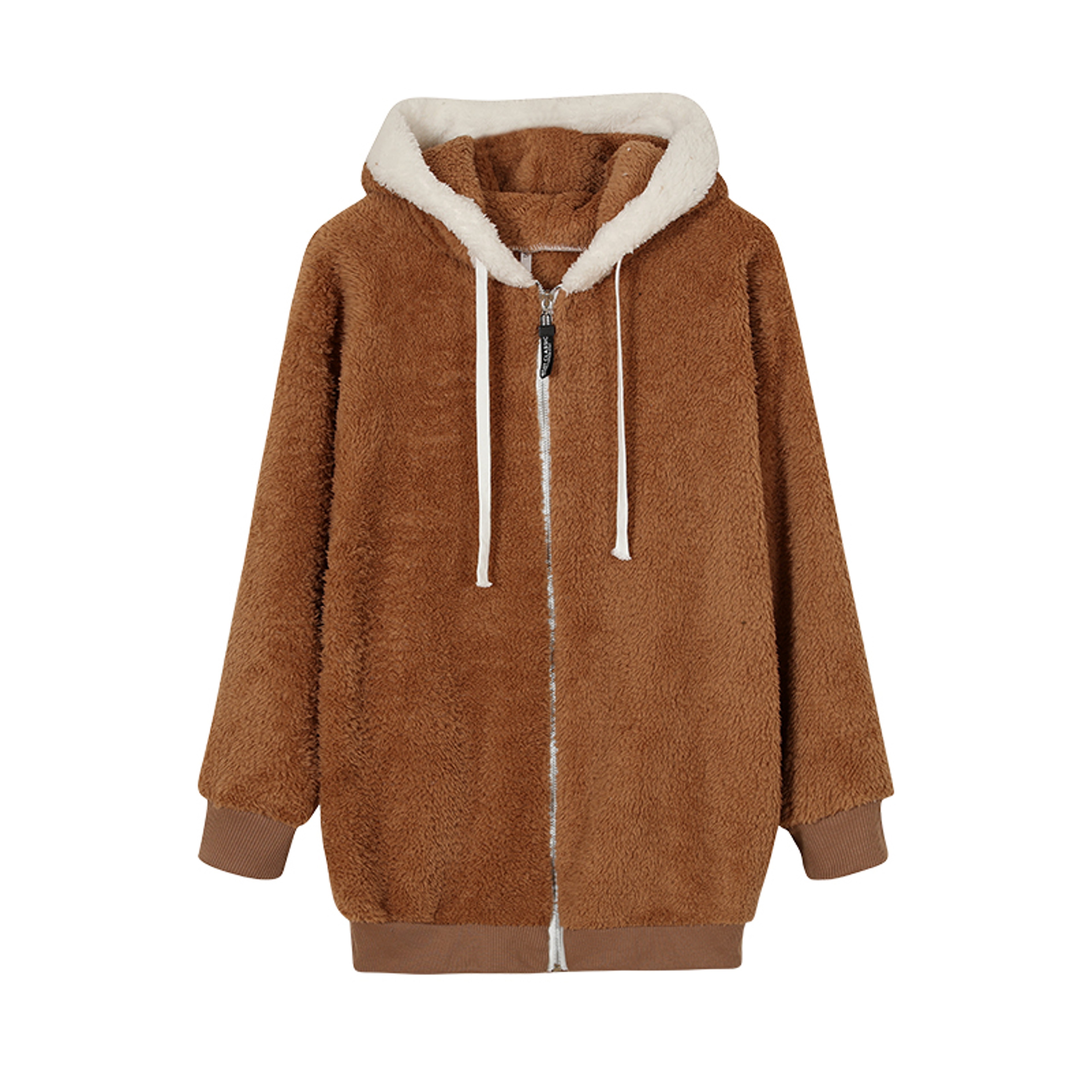 New Style Loose Plush Autumn Winter Zipper Hooded Jacket Woman – view 7