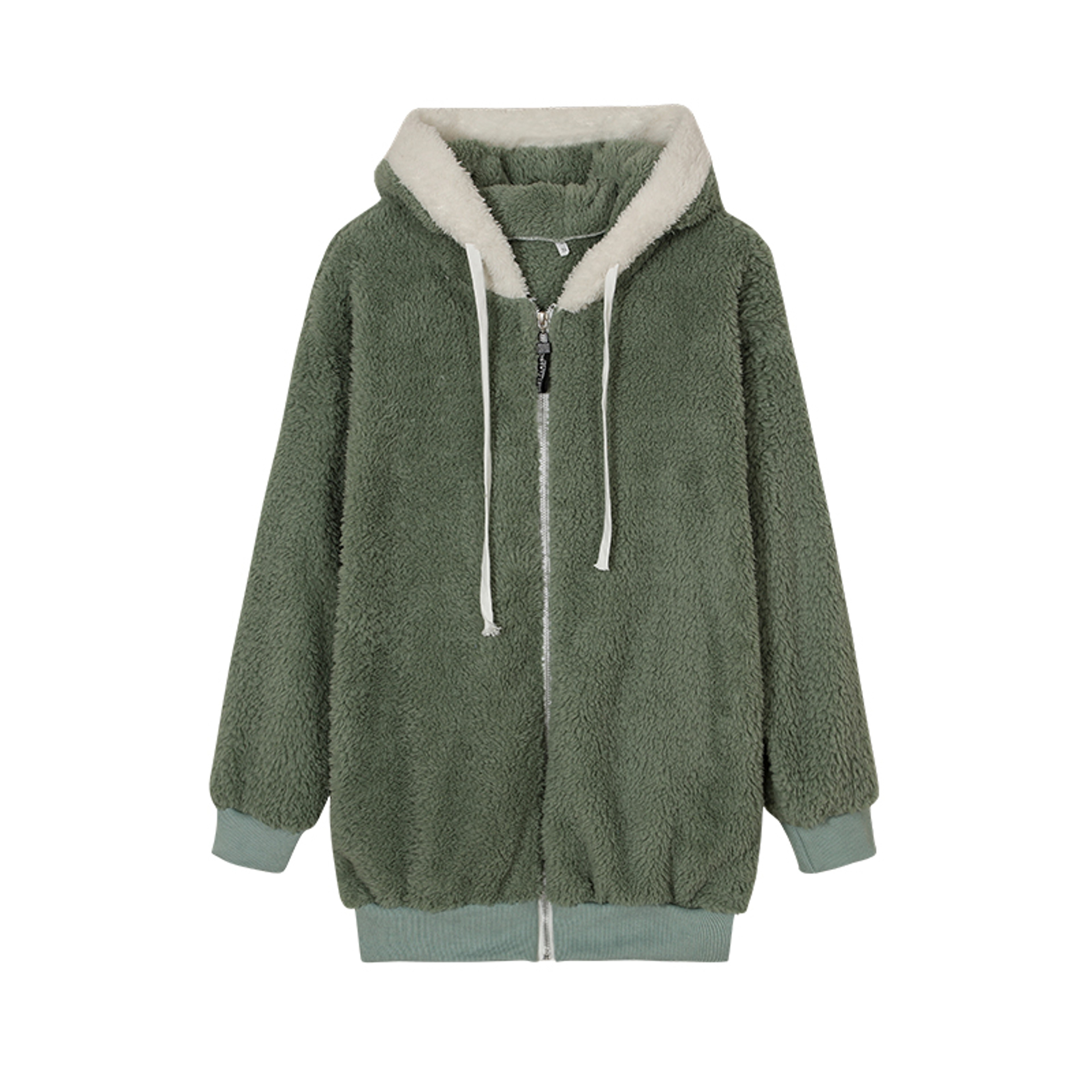 New Style Loose Plush Autumn Winter Zipper Hooded Jacket Woman – view 15