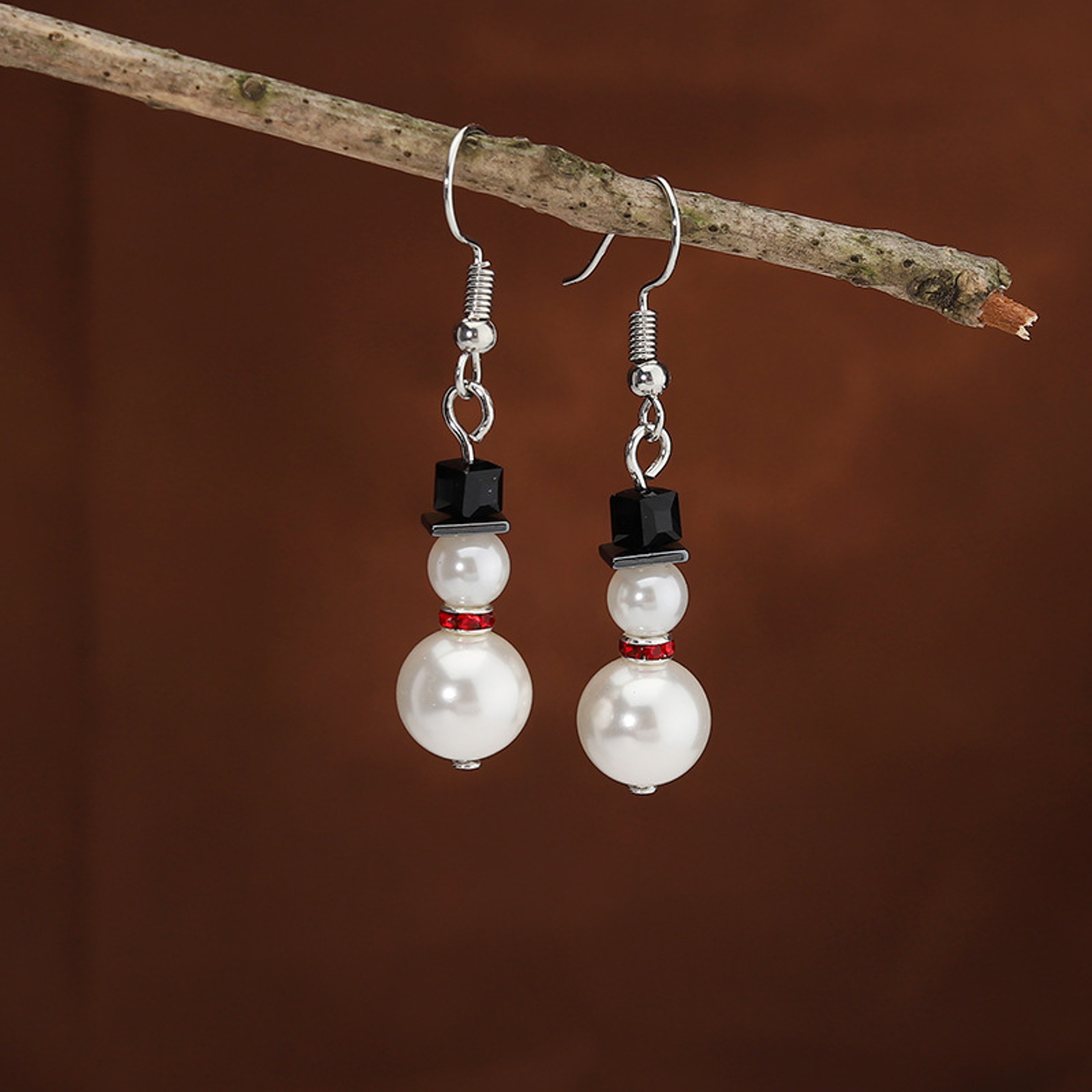 Pearl Drop Earrings For Women Cute Fashion Christmas White Snowman Rhinestone Snowflake Earring Jew 8