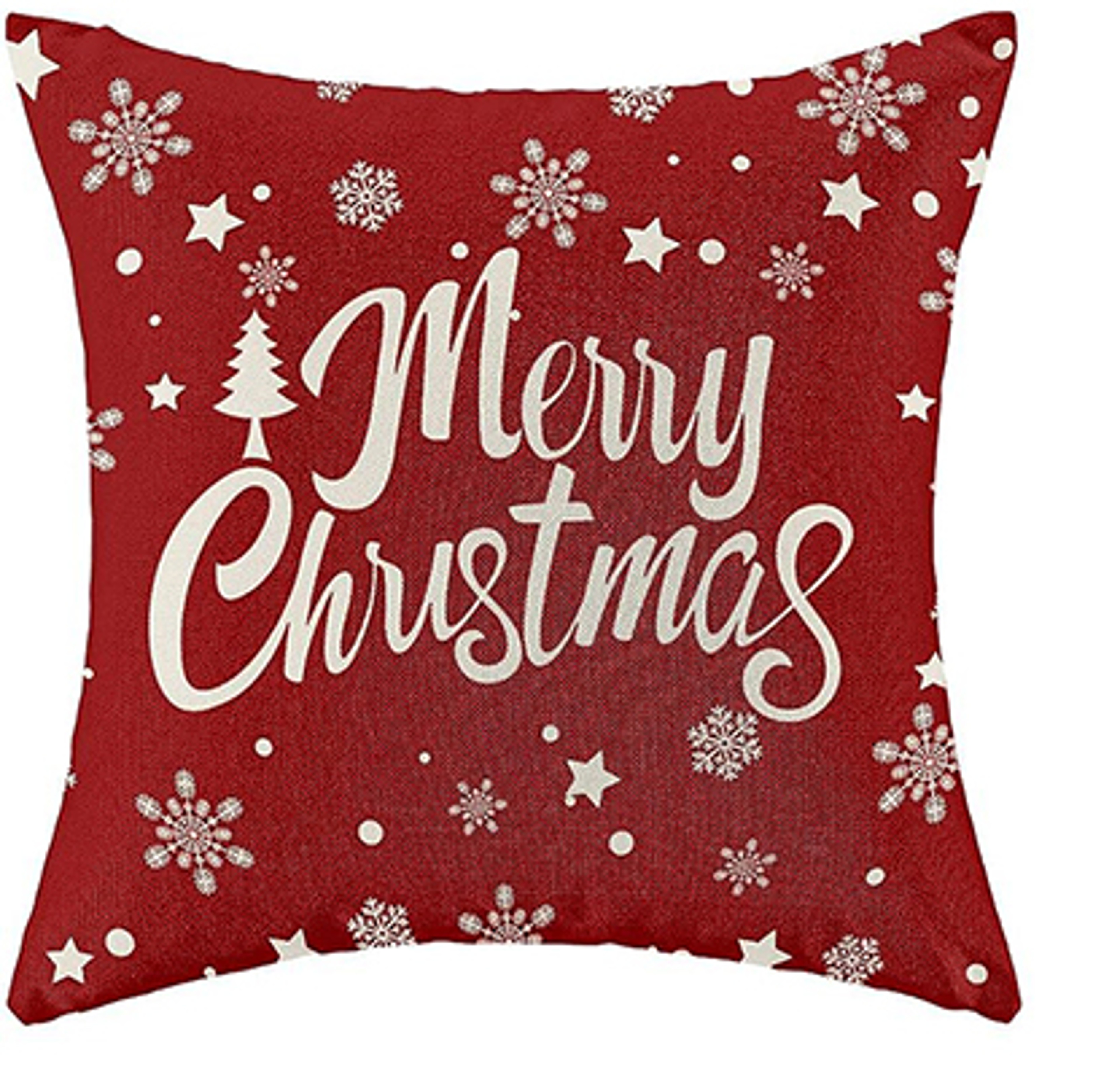 Red Christmas Pillowcase, Farmhouse Snowflake Pillow Cover, Christmas Linen Cushion, Sofa Home Decoration – view 6