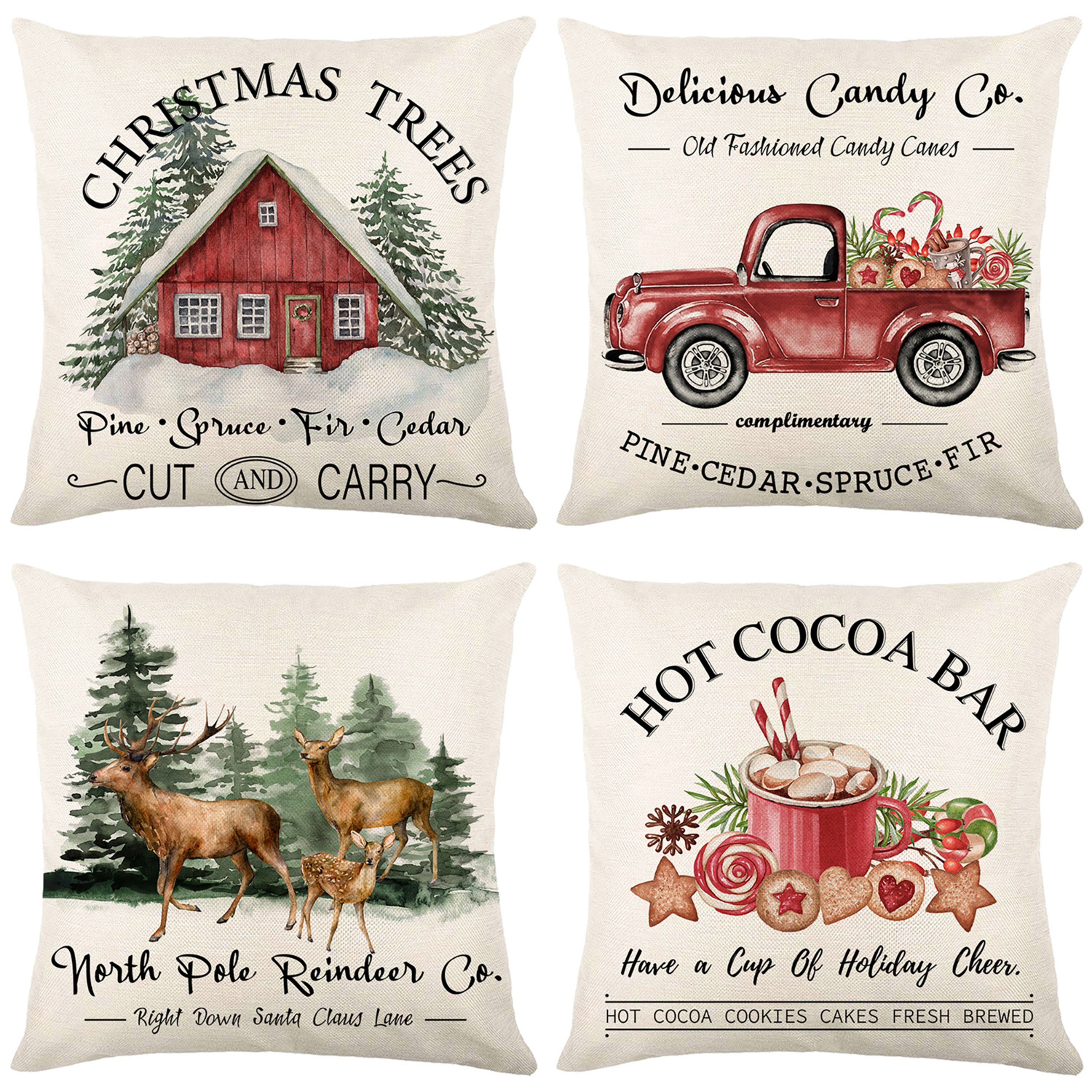Linen Merry Christmas Pillow Cover Throw Pillowcase Winter Christmas Decorations for Home Tree Deer Sofa Cushion Cover – view 1