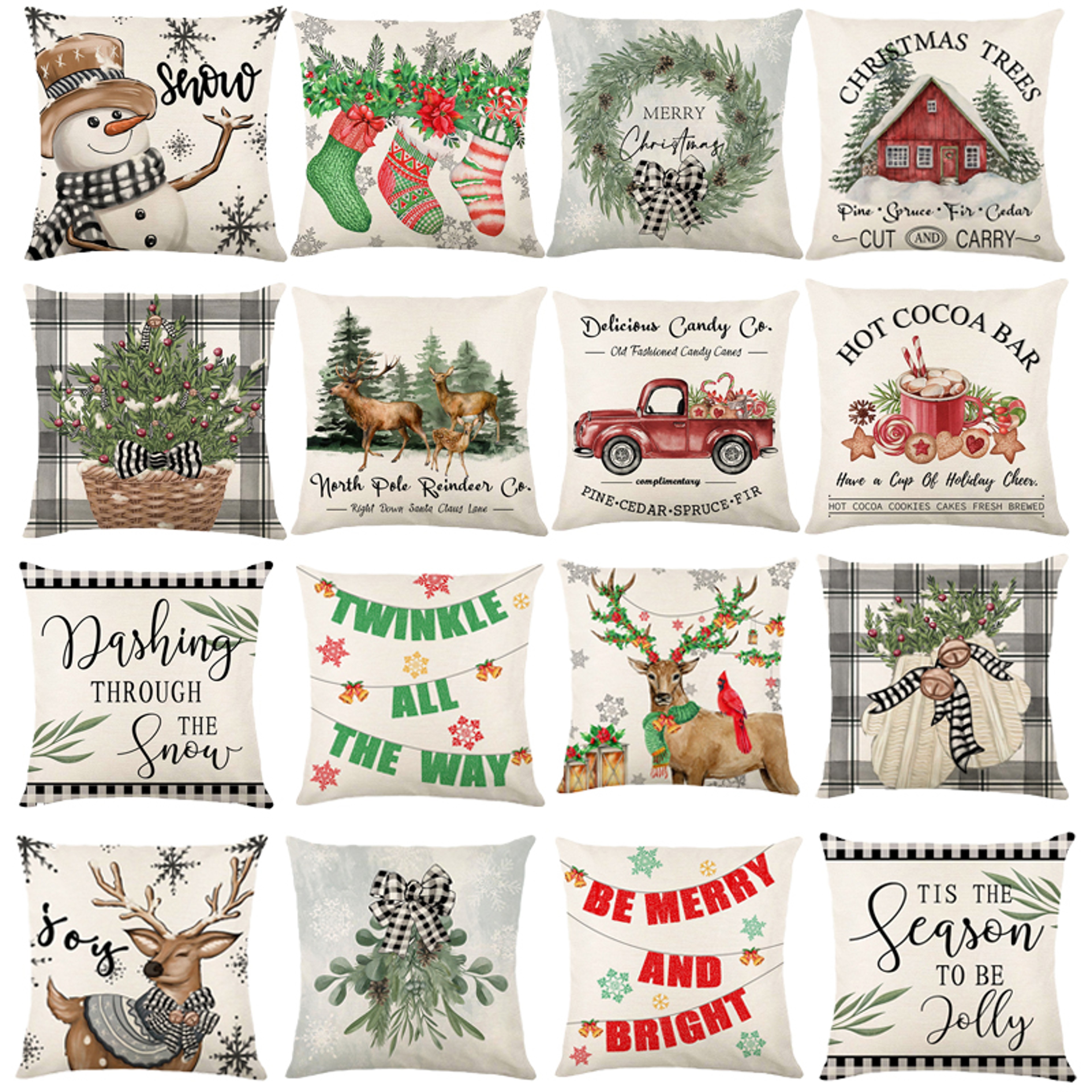 Linen Merry Christmas Pillow Cover Throw Pillowcase Winter Christmas Decorations for Home Tree Deer Sofa Cushion Cover – view 2