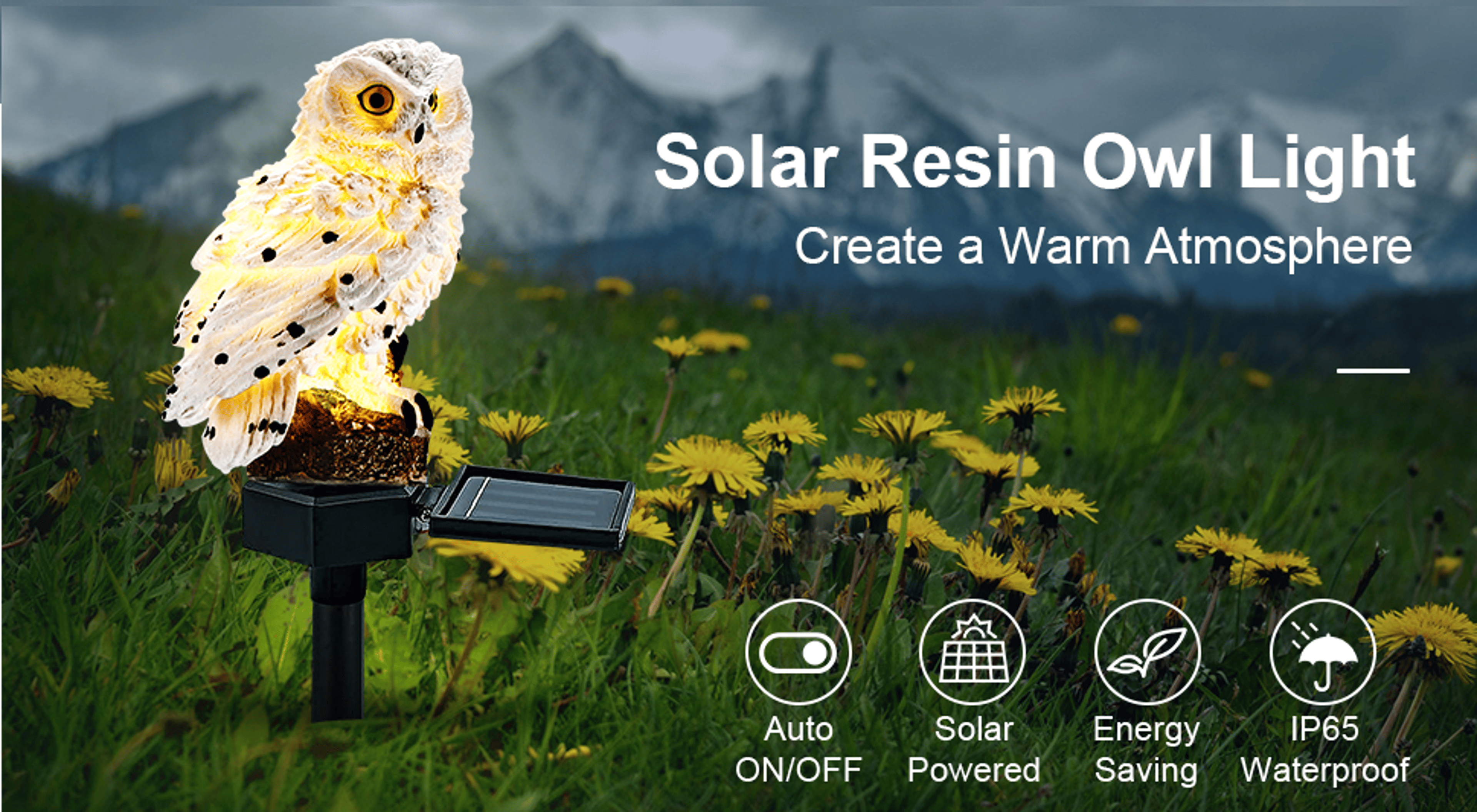 Outdoor Solar Power Led Owl Light Garden Yard Landscape Decor Lamp Waterproof – view 12