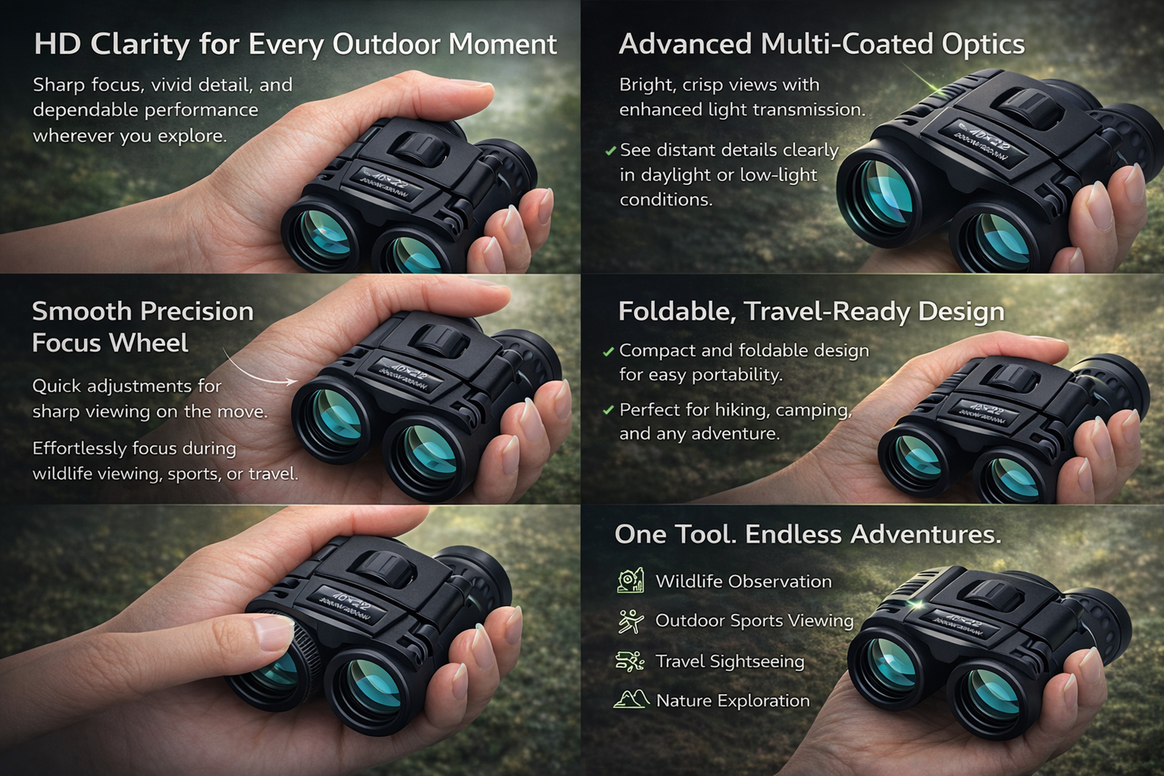 HD Powerful Binoculars Folding Long Range Mini Telescope with FMC Optics for Outdoor Hunting, Camping & Travel – view 11