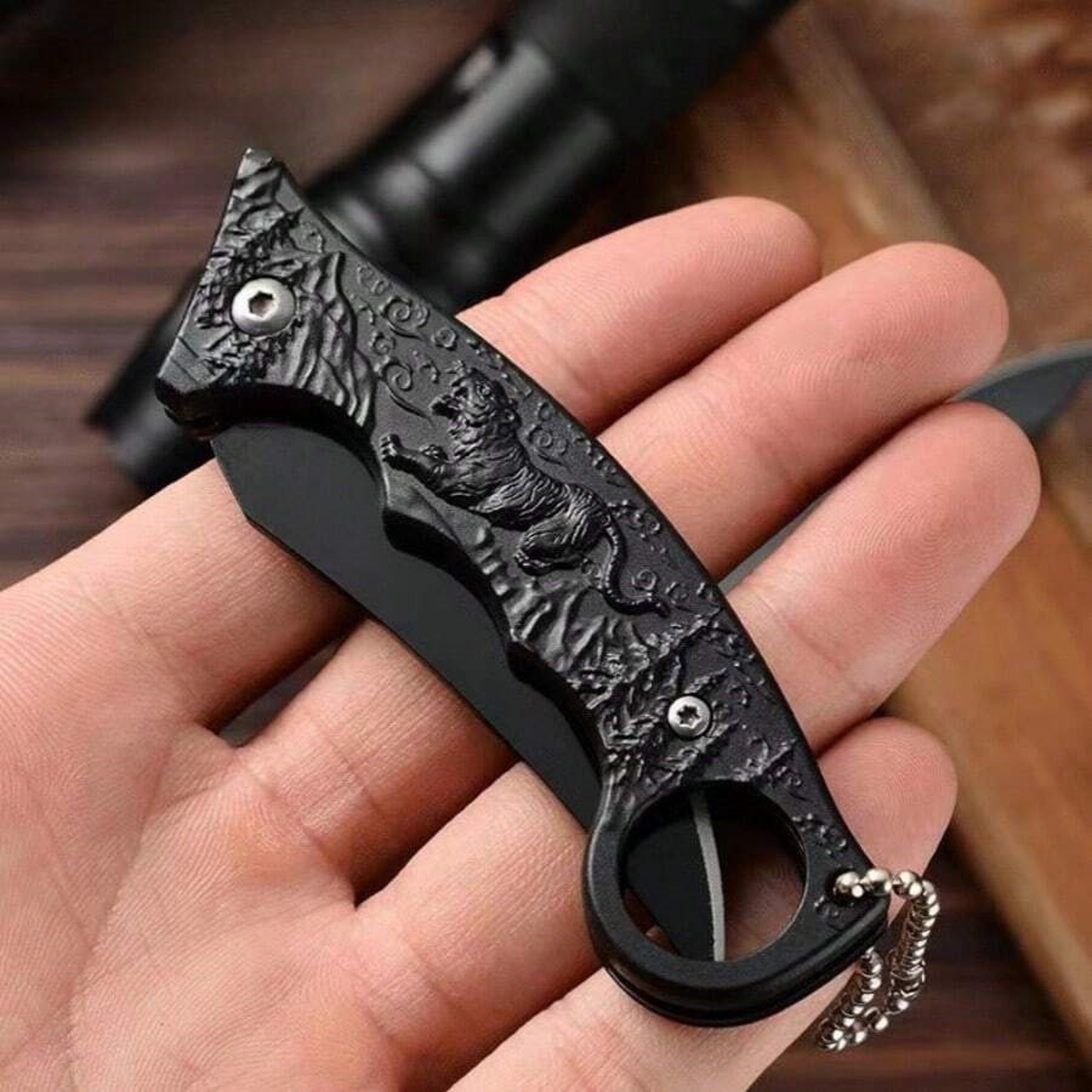 Tiger Grip Folding Pocket Knife - Steel Blade EDC Camping & Hiking Knife – view 2