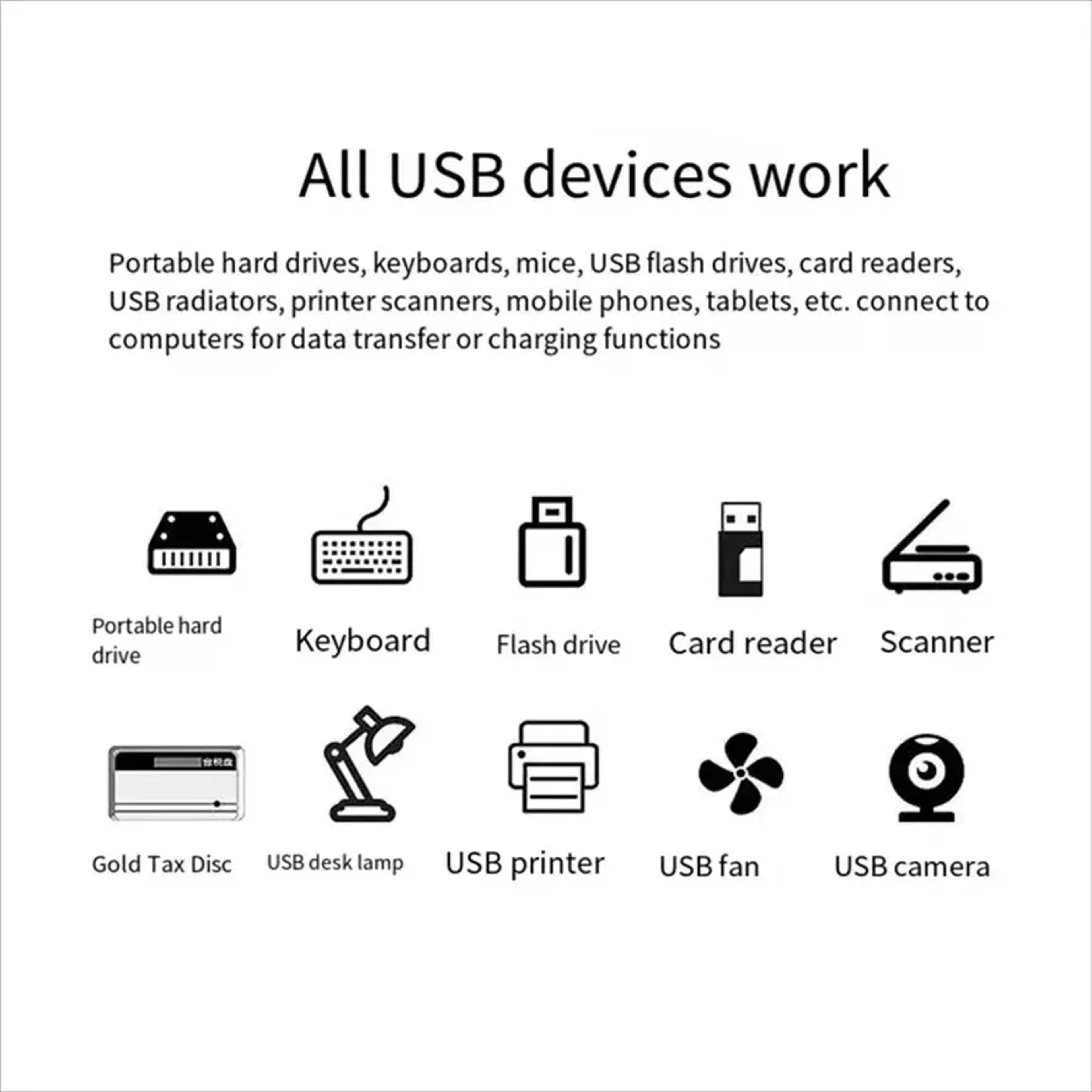 USB Hub MultiPort Splitter Adapter For Laptop Office  Car Use 5