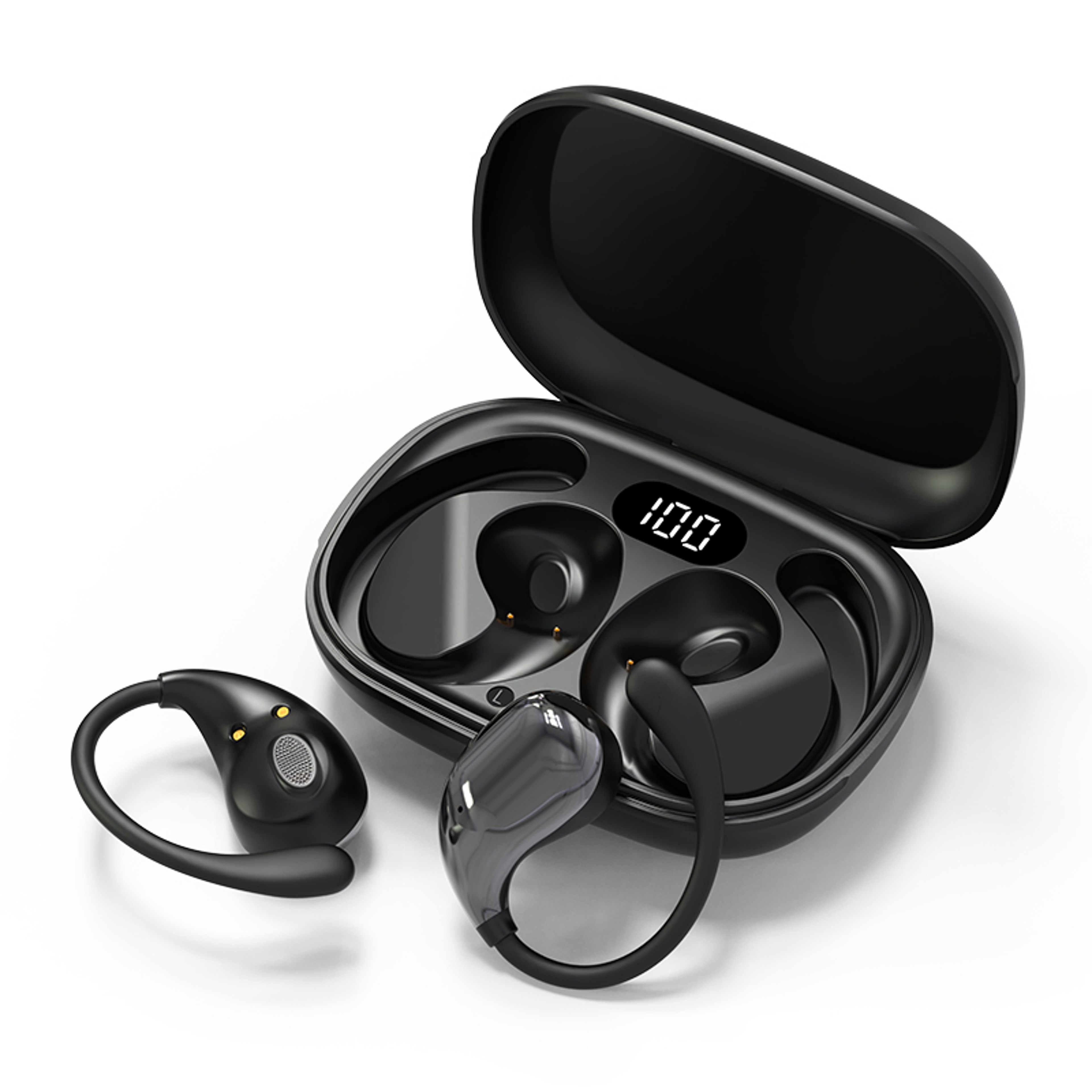AeroHook Bluetooth 54 Wireless Earbuds With Ear Hooks LED Display  Waterproof Sports Fit 0