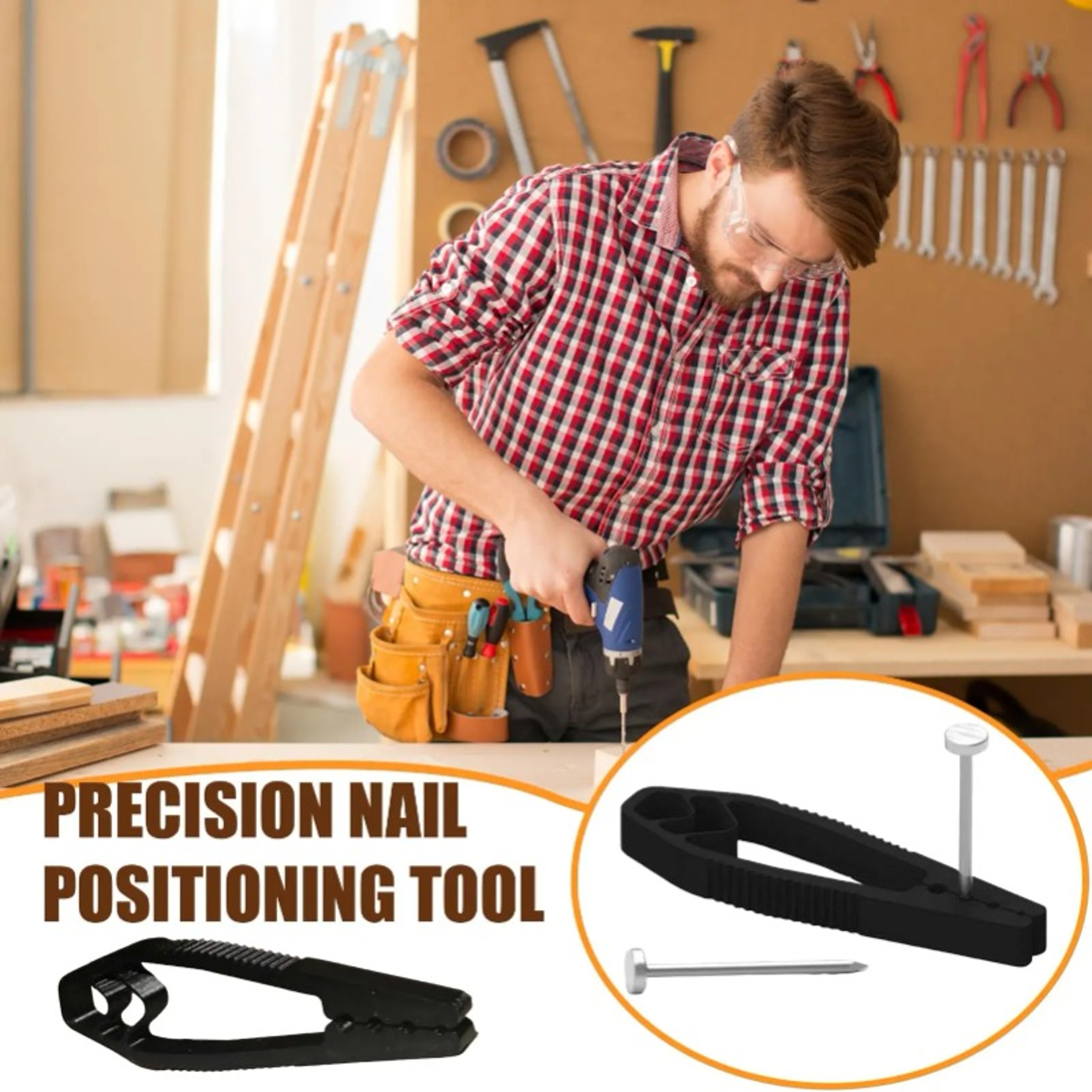Premium Portable Nail Fixer Tool  Finger Protection Nail Holder With Sliding Joint Pliers 3