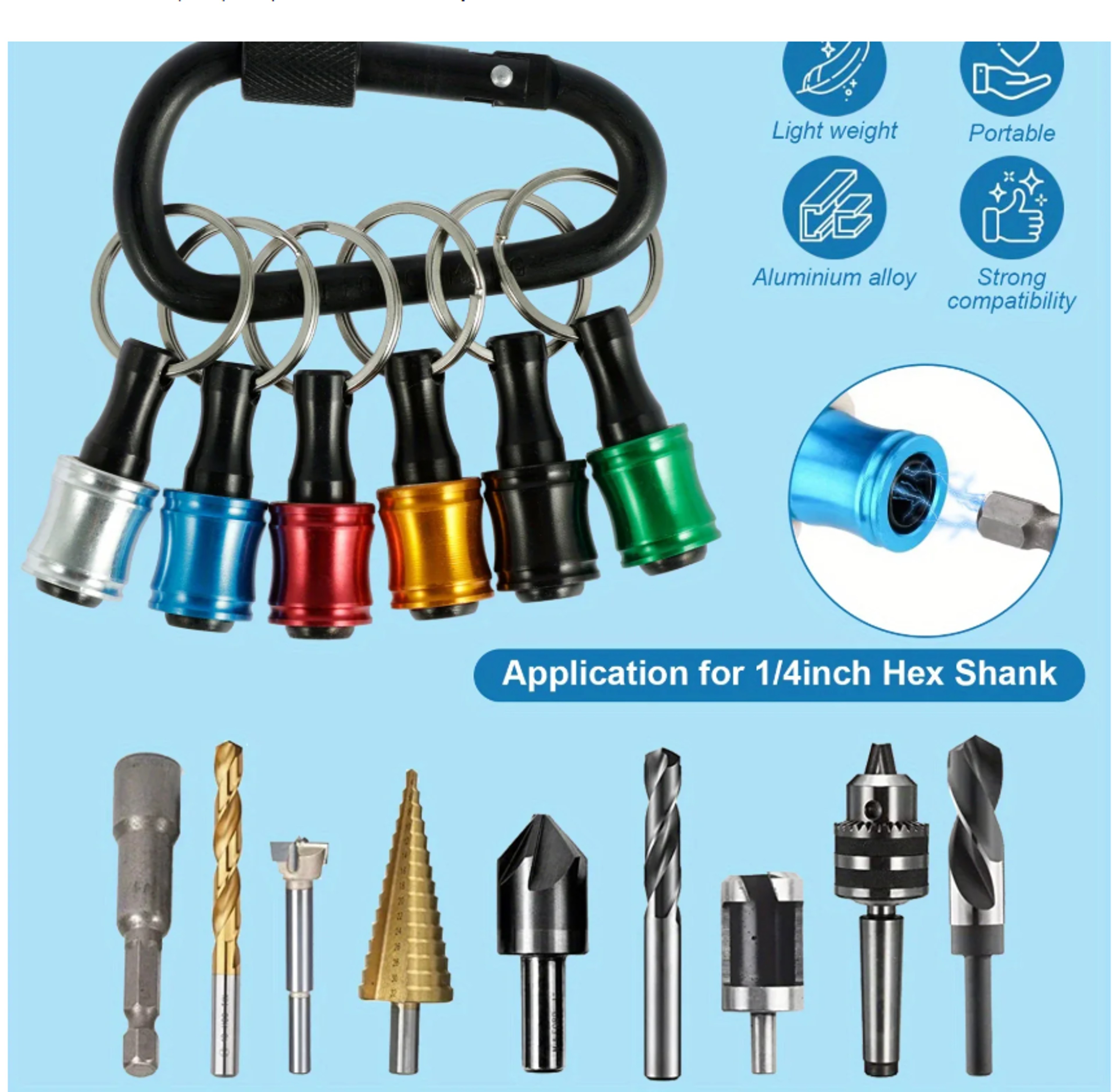 Hex Bit Holders QuickChange Extension Bars With Push To Unlock Lightweight Aluminum Screwdriver 1