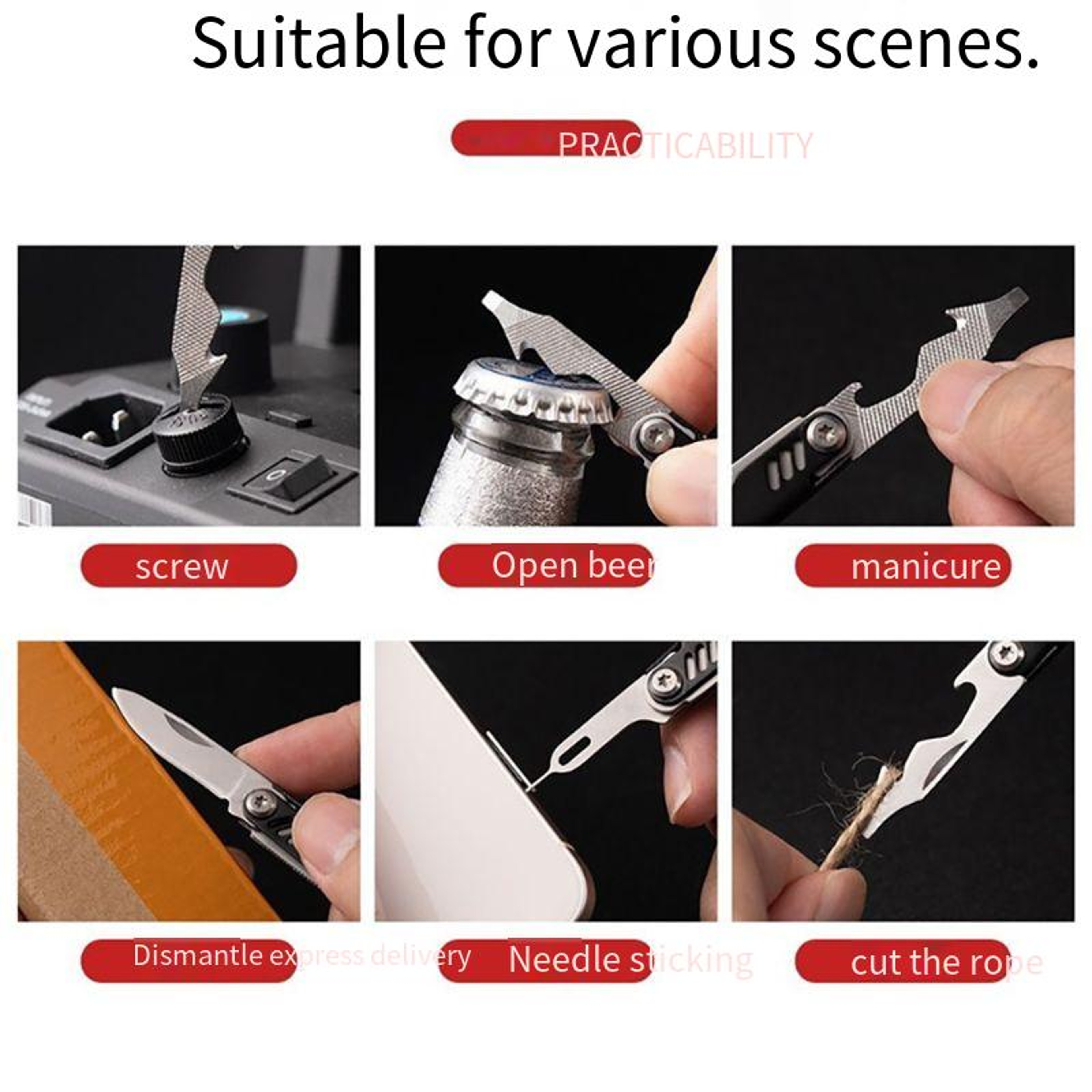Multi Tool Keychain with SIM Card Removal Tool & Bottle Opener – view 4