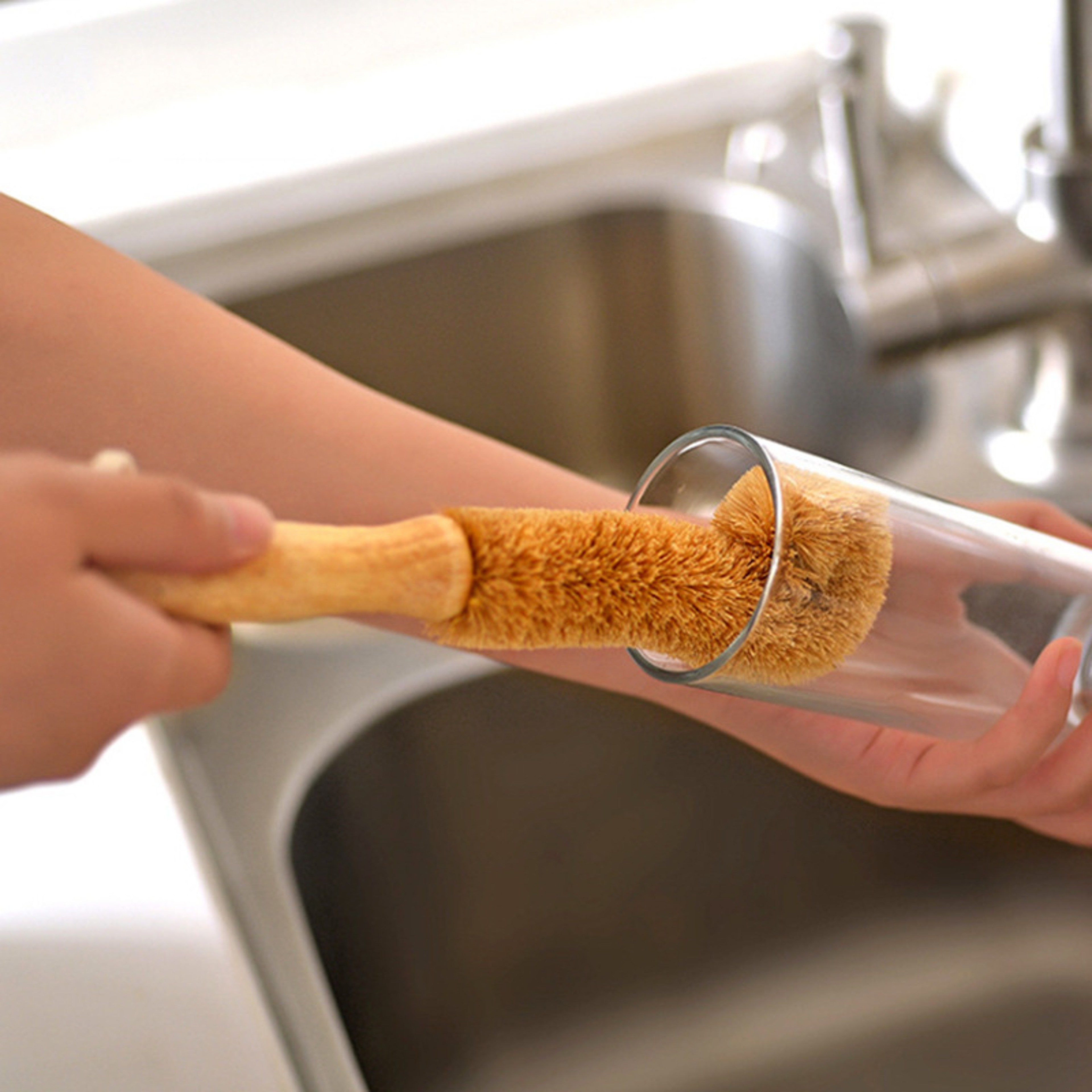 EcoClean Natural Coir Kitchen Sink  Bottle Cleaning Brush Multifunction Dish Washing Brush 1