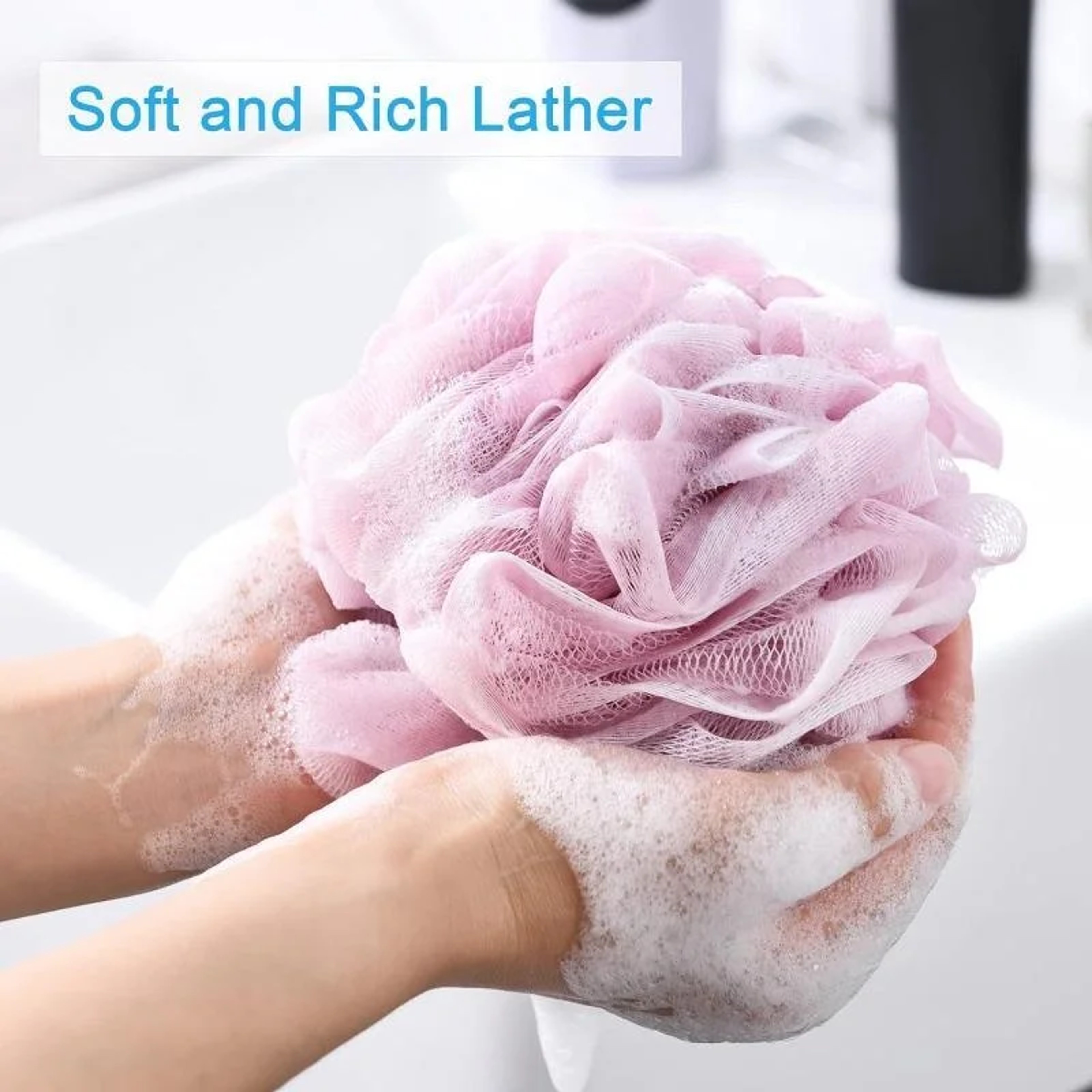 Soft  Fluffy Large Bath Sponge Mesh Shower Pouf Rich Bubble Body Wash Scrubber 4