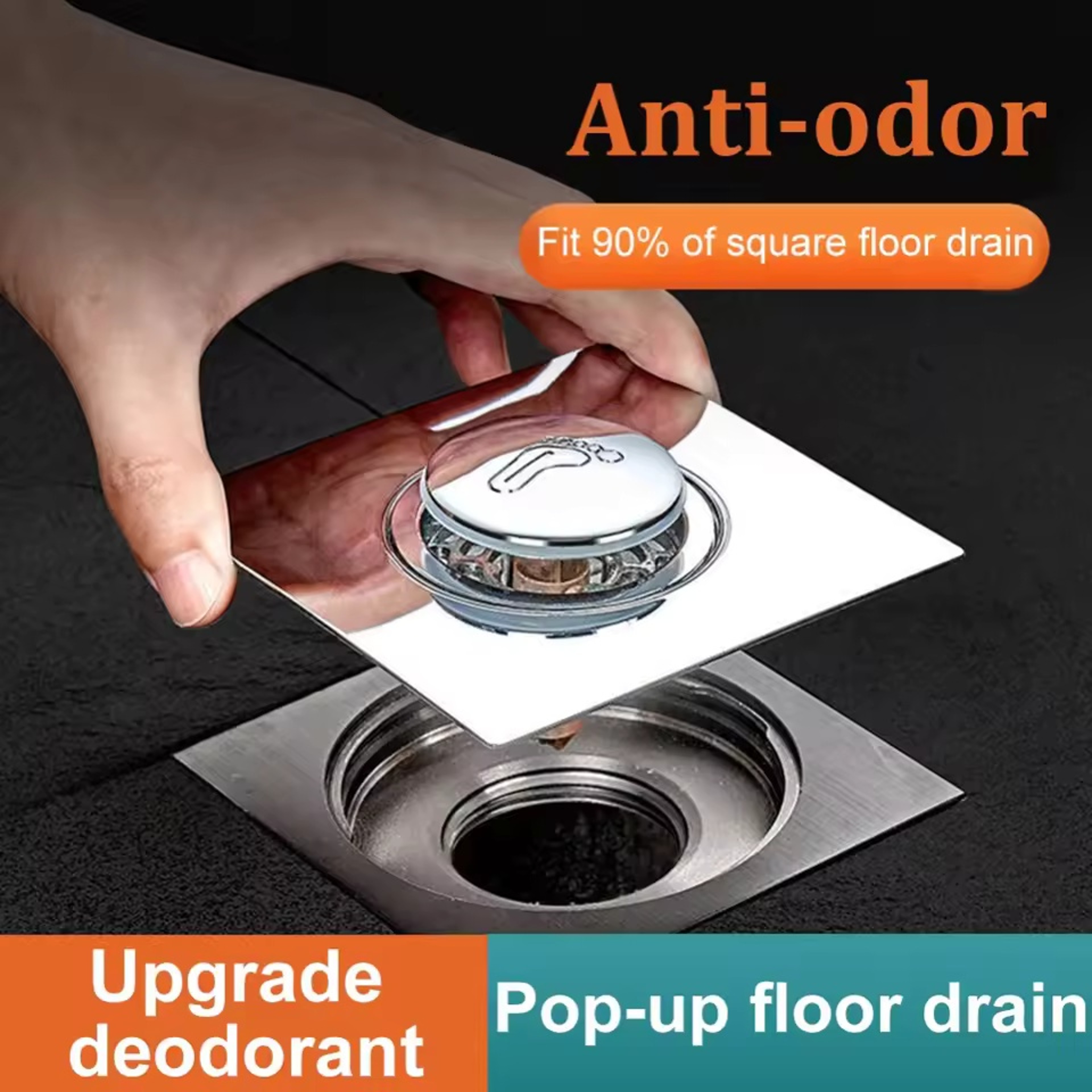 QuickSeal Pop Up Floor Drain Filter & Anti Odor Bathroom Drain Stopper – view 2