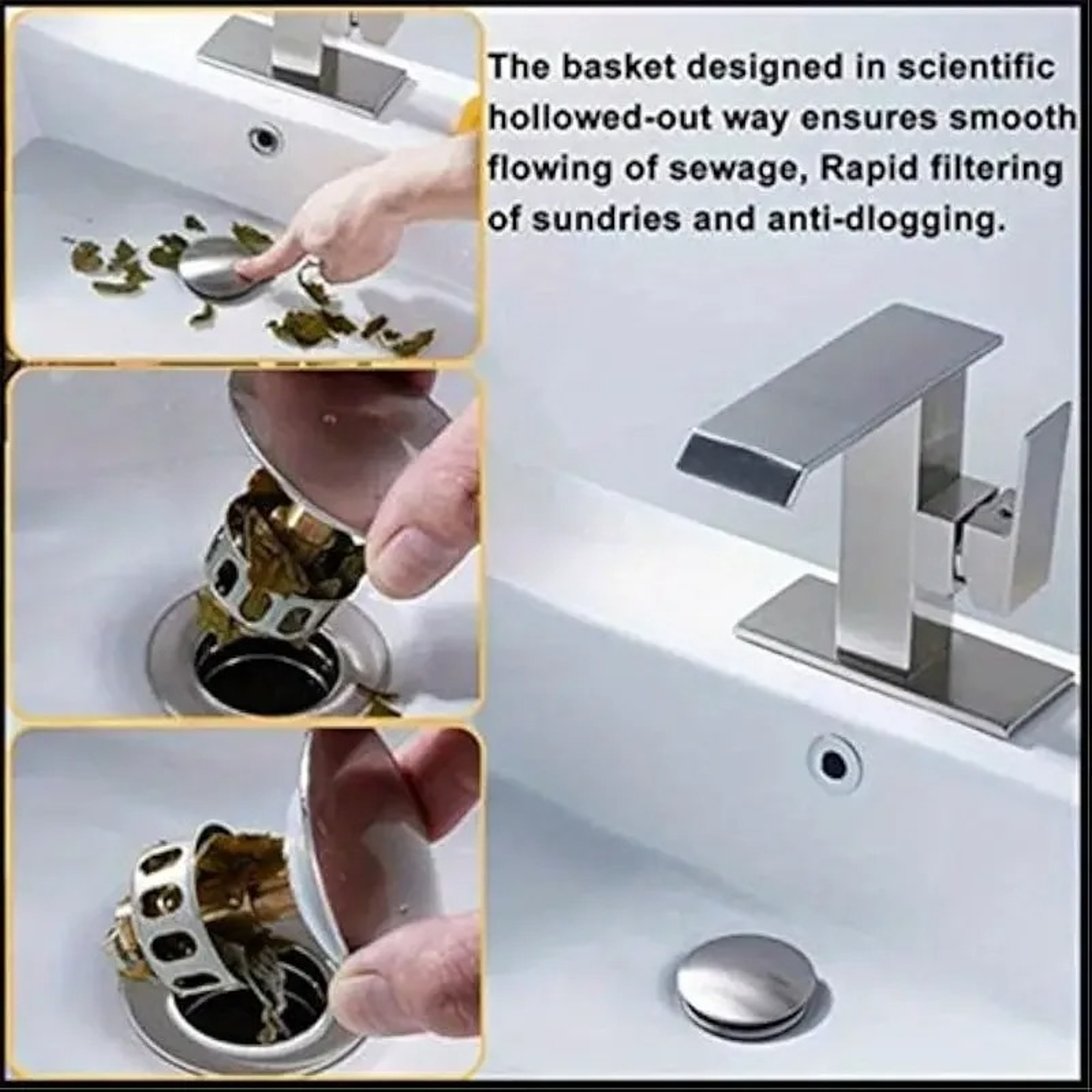 Premium Universal Bathtub Strainer Plug  Hair Catcher Drain Stopper Stainless Metal Pop Up Filter 3