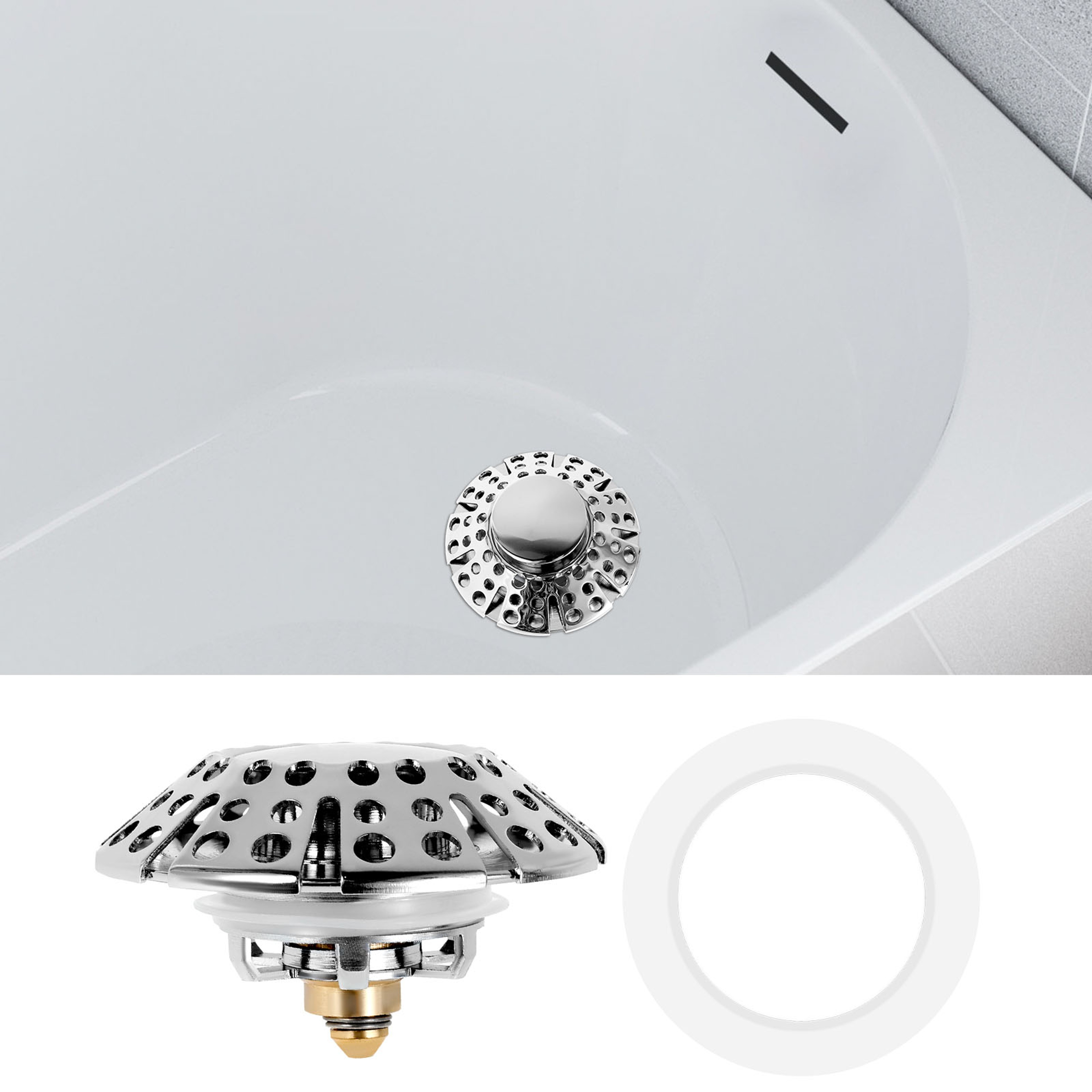 Sink Drain Stopper with Pop Up Strainer and Leak-Proof Basket – view 3
