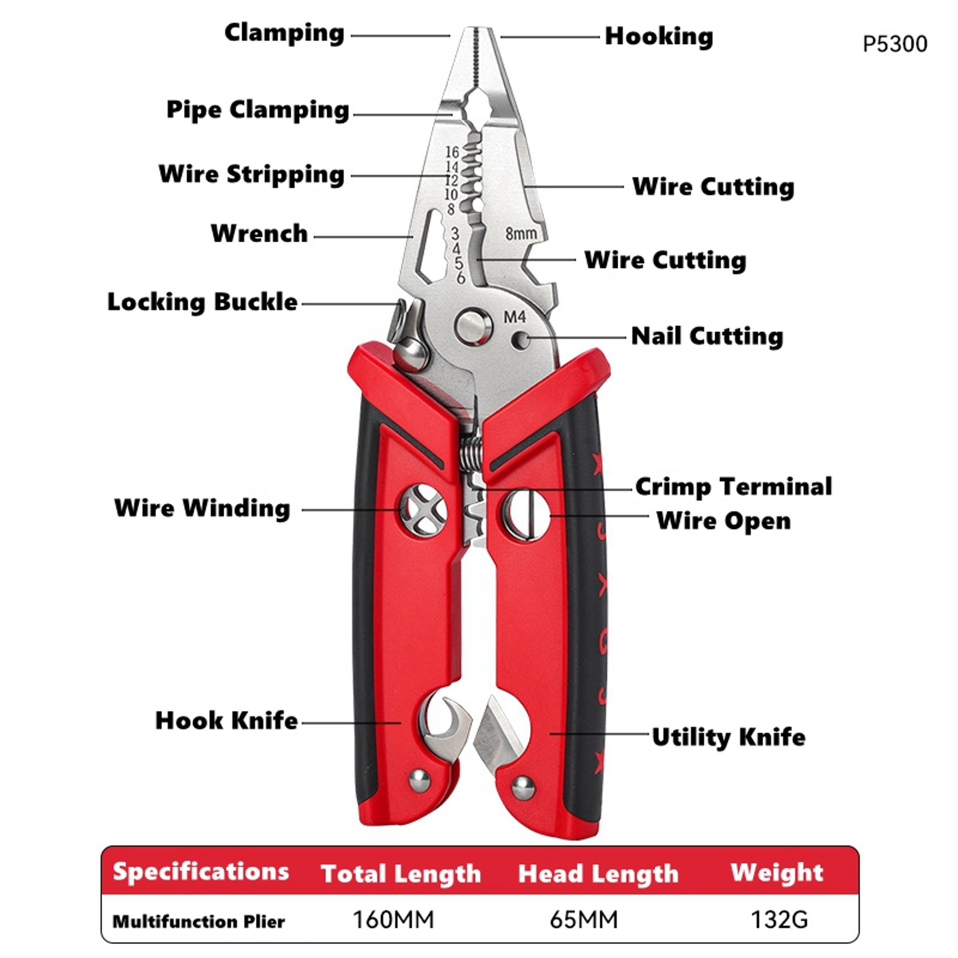Professional Multifunction Electrician Pliers Wire Stripper And Crimper Tool 4