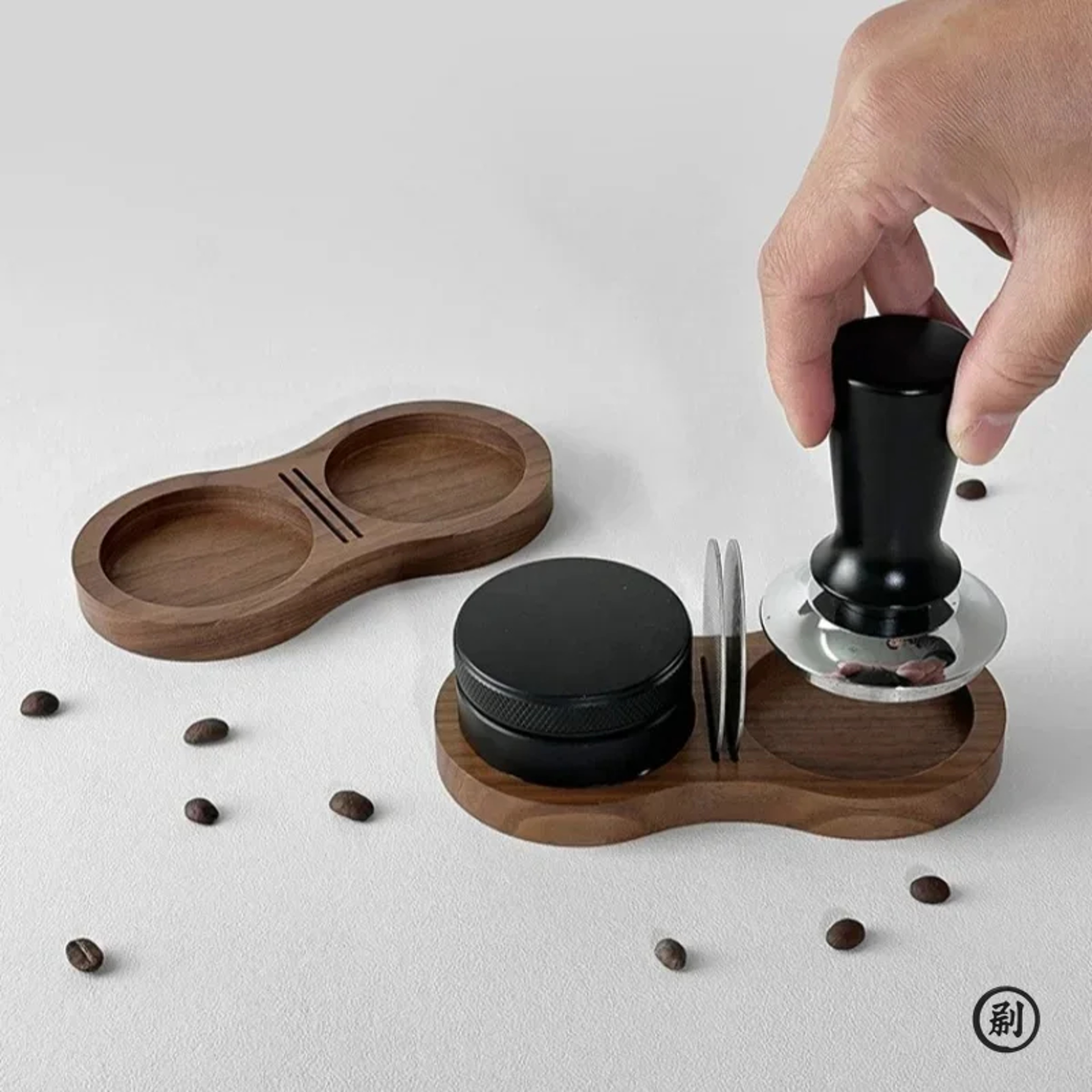 Walnut Espresso Tamper Station  Coffee Tool Organizer For Barista Setups 2