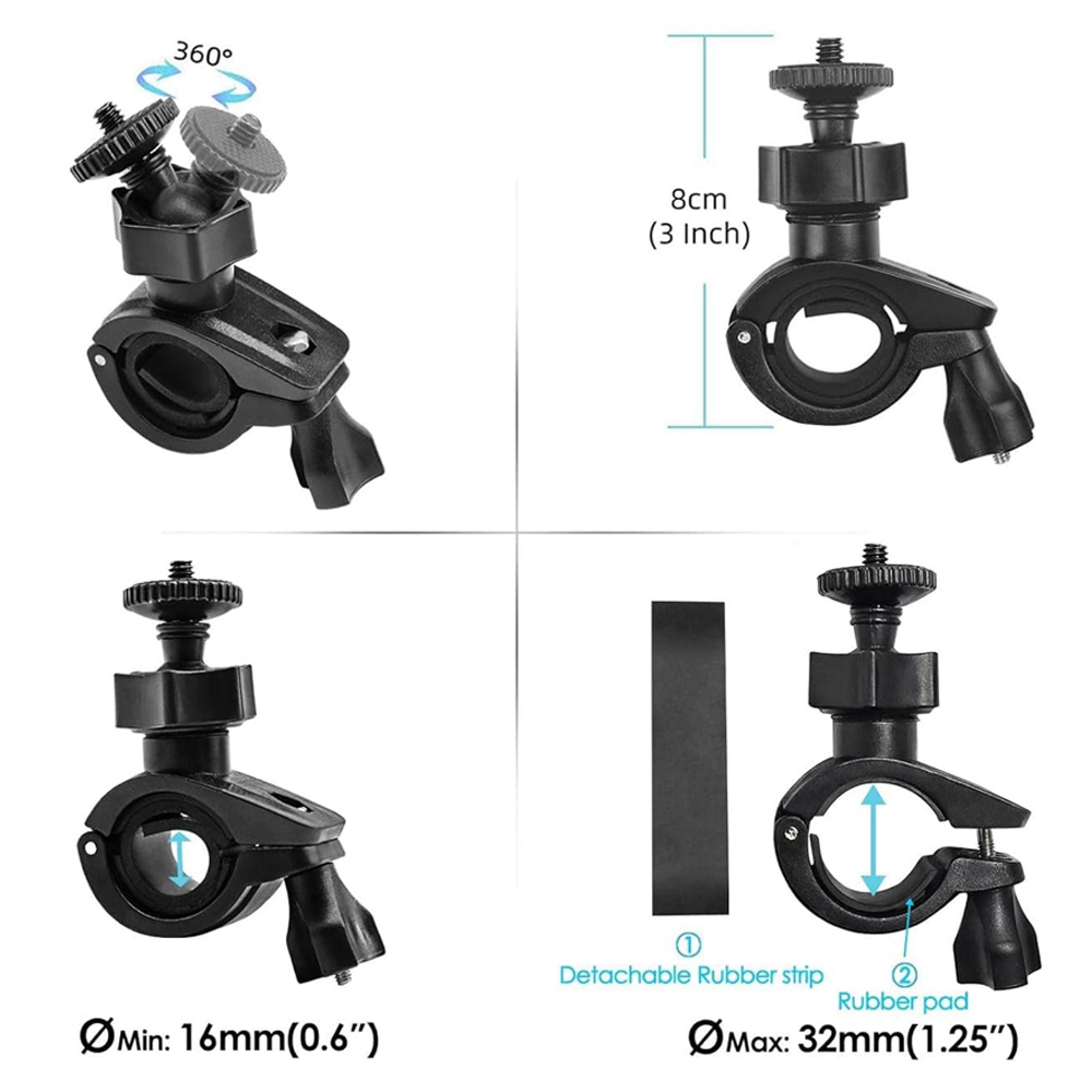 Handlebar Camera Clamp Mount For GoPro Insta360  DJI Action Cameras 2