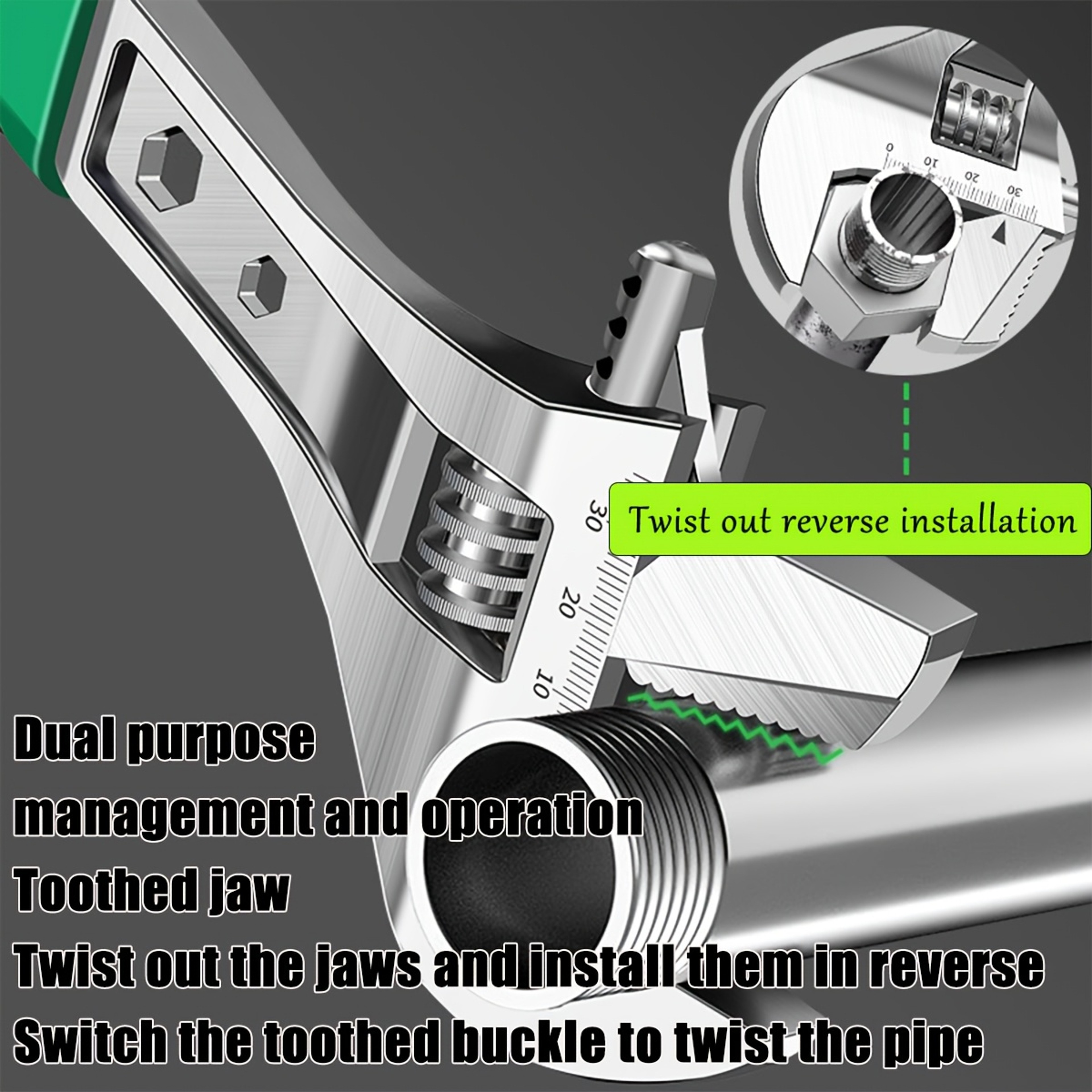 Premium Wide Jaw Adjustable Wrench Precision Grip Tool for Tight Spaces – view 1