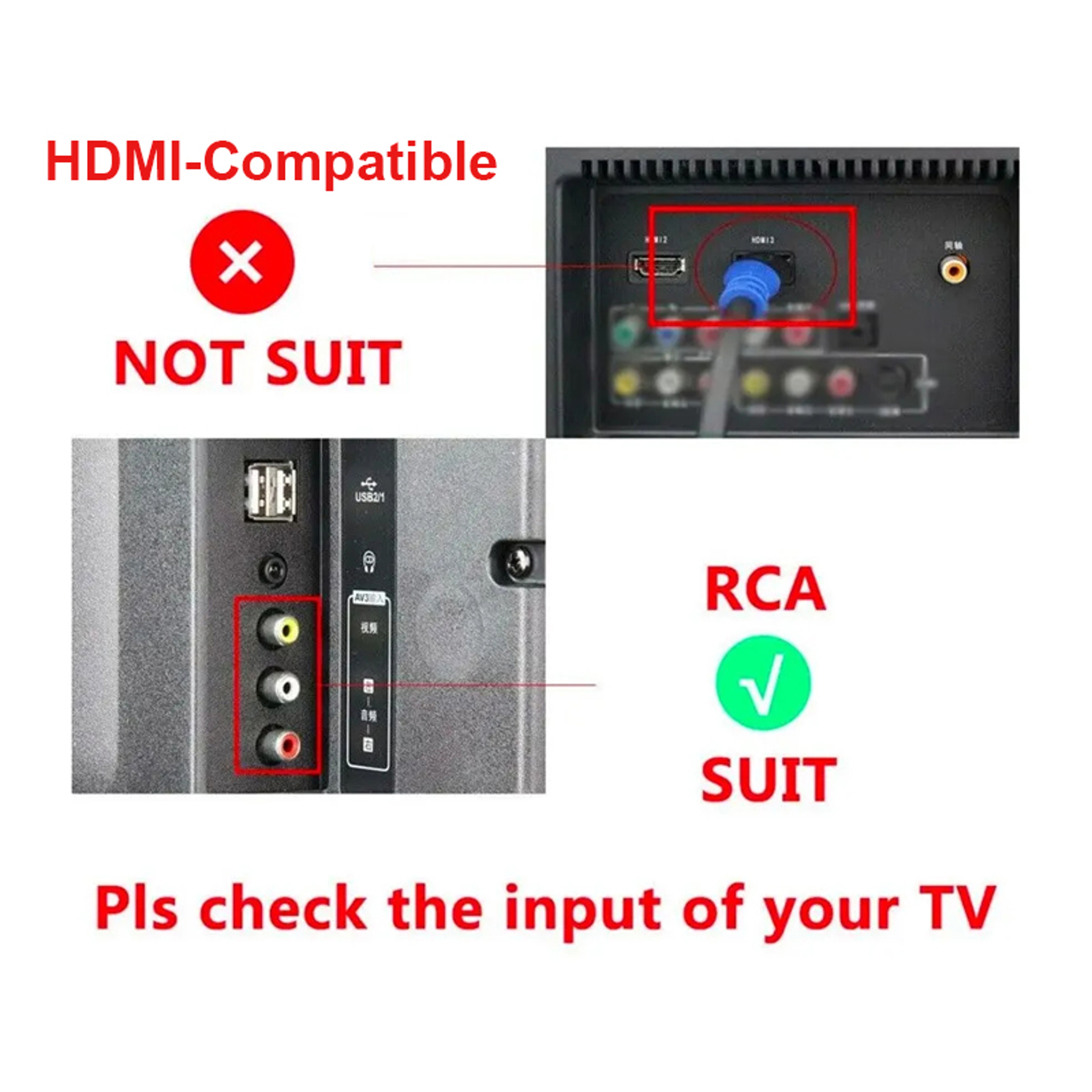 HDMI To AV Converter Box With RCA Video Adapter Video Scaler For HDTV PC  Projector 7