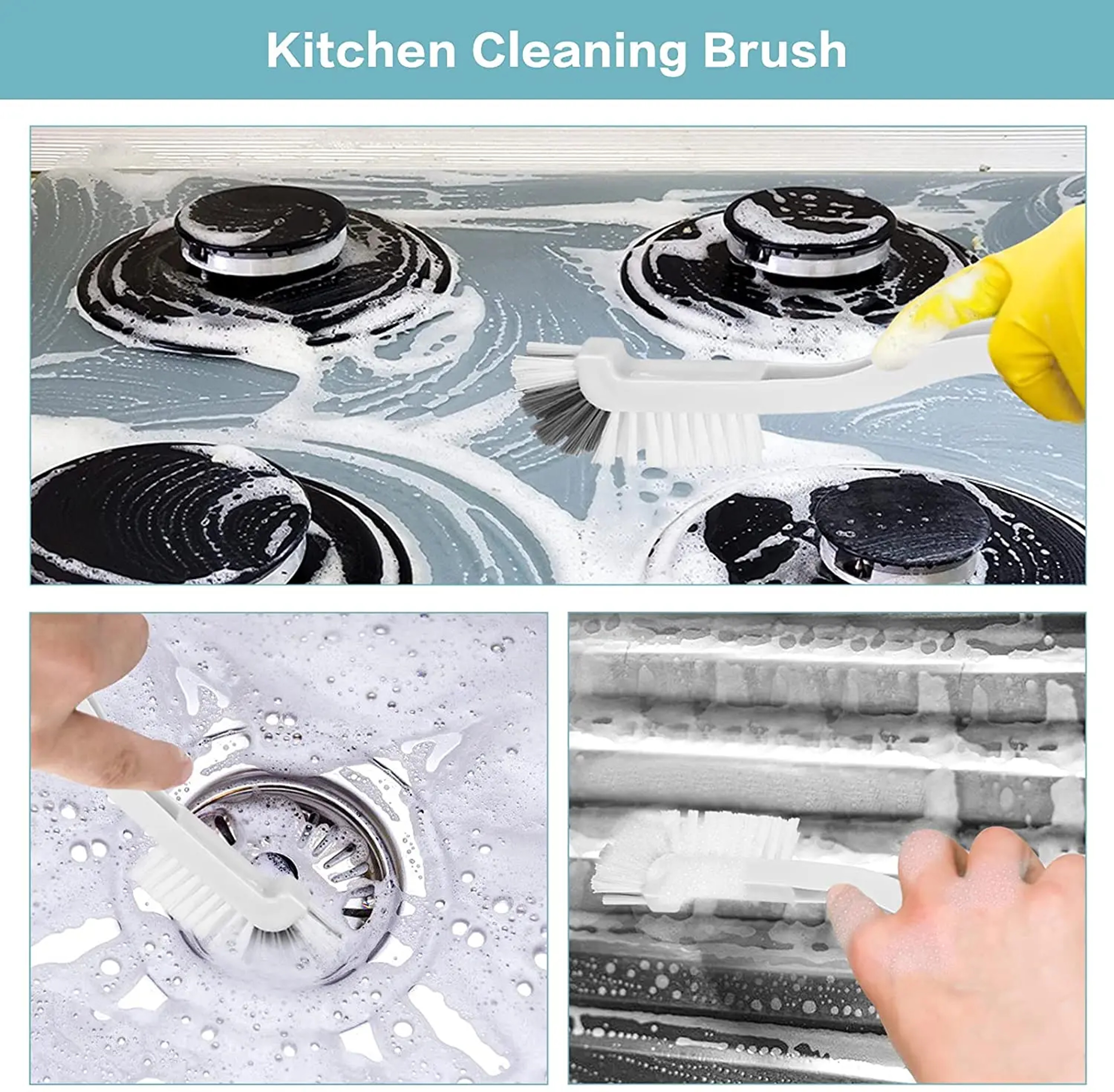Premium Right Angle Bottle Cleaning Brush  Kitchen Scrub Set Deep Clean Household Tool 3