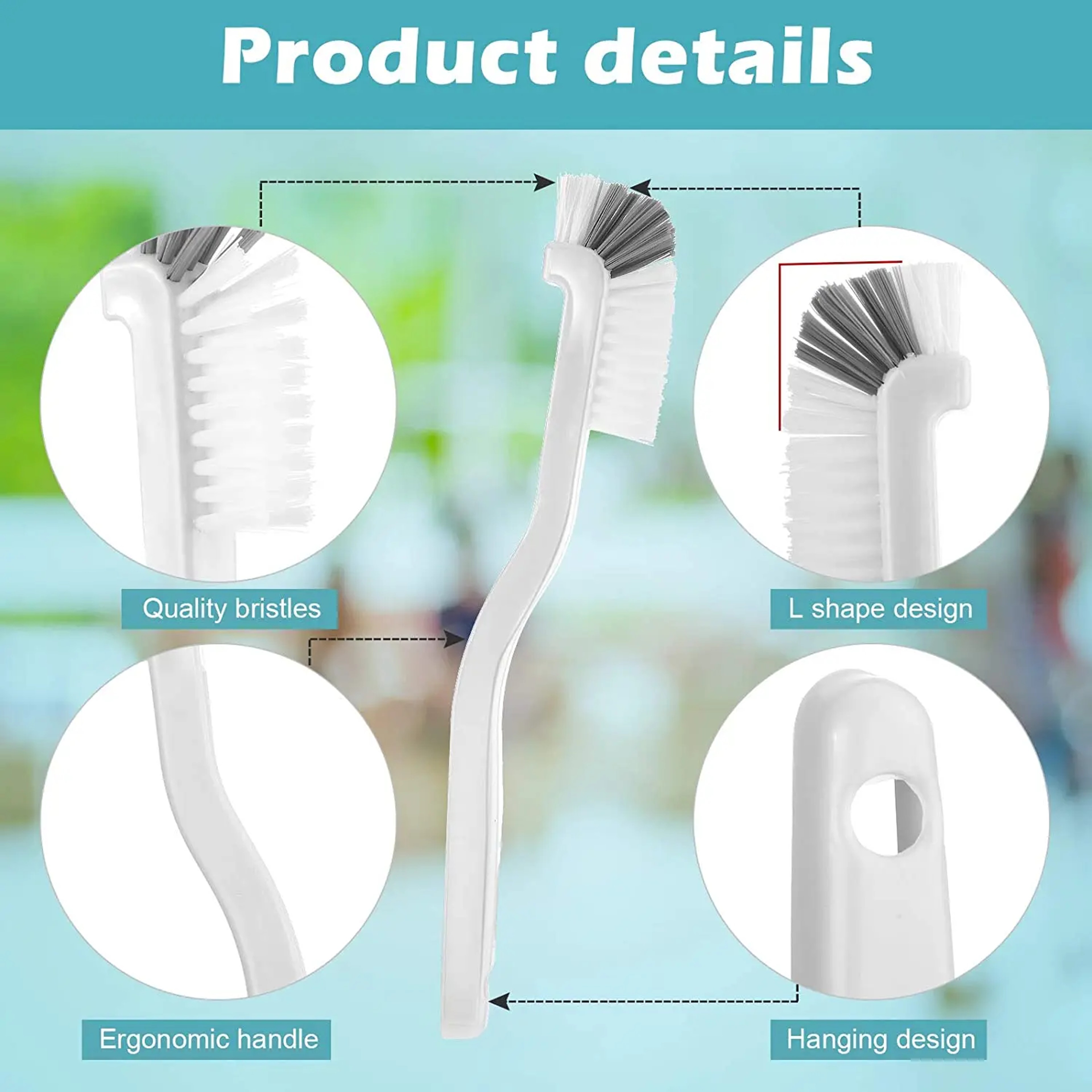 Premium Right Angle Bottle Cleaning Brush  Kitchen Scrub Set Deep Clean Household Tool 5