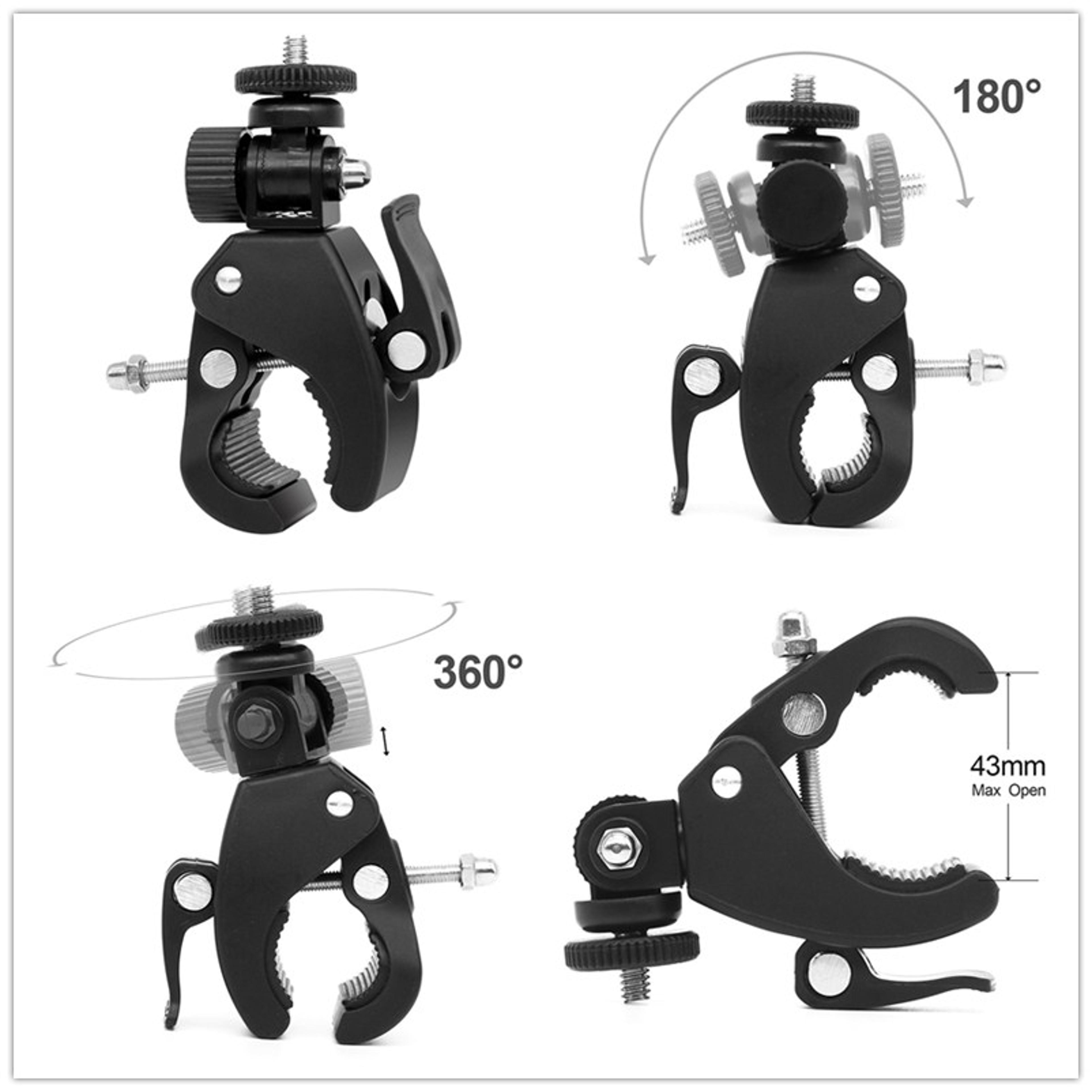 Universal Rotating Bike Handlebar & DSLR Camera Mount Clamp with Tripod Screw – view 7