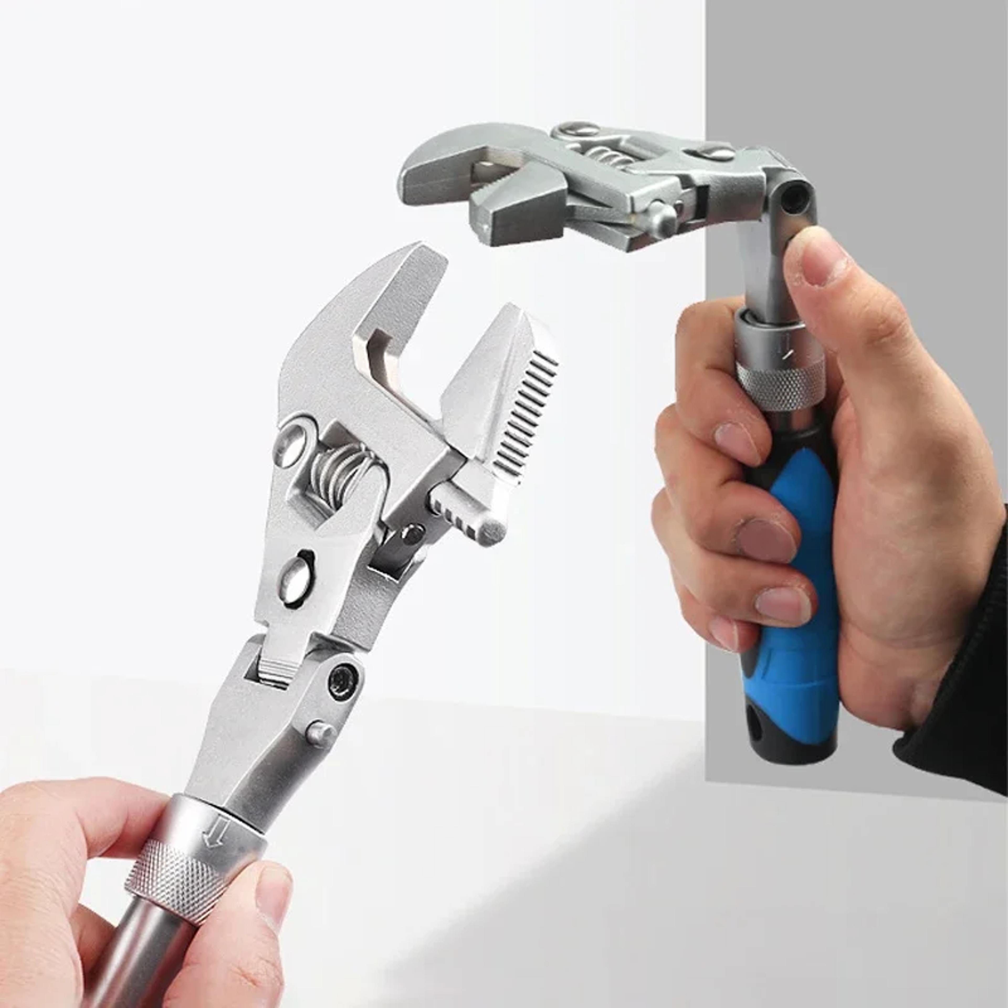 Adjustable Ratchet Wrench With Telescopic Handle  Folding Head 4