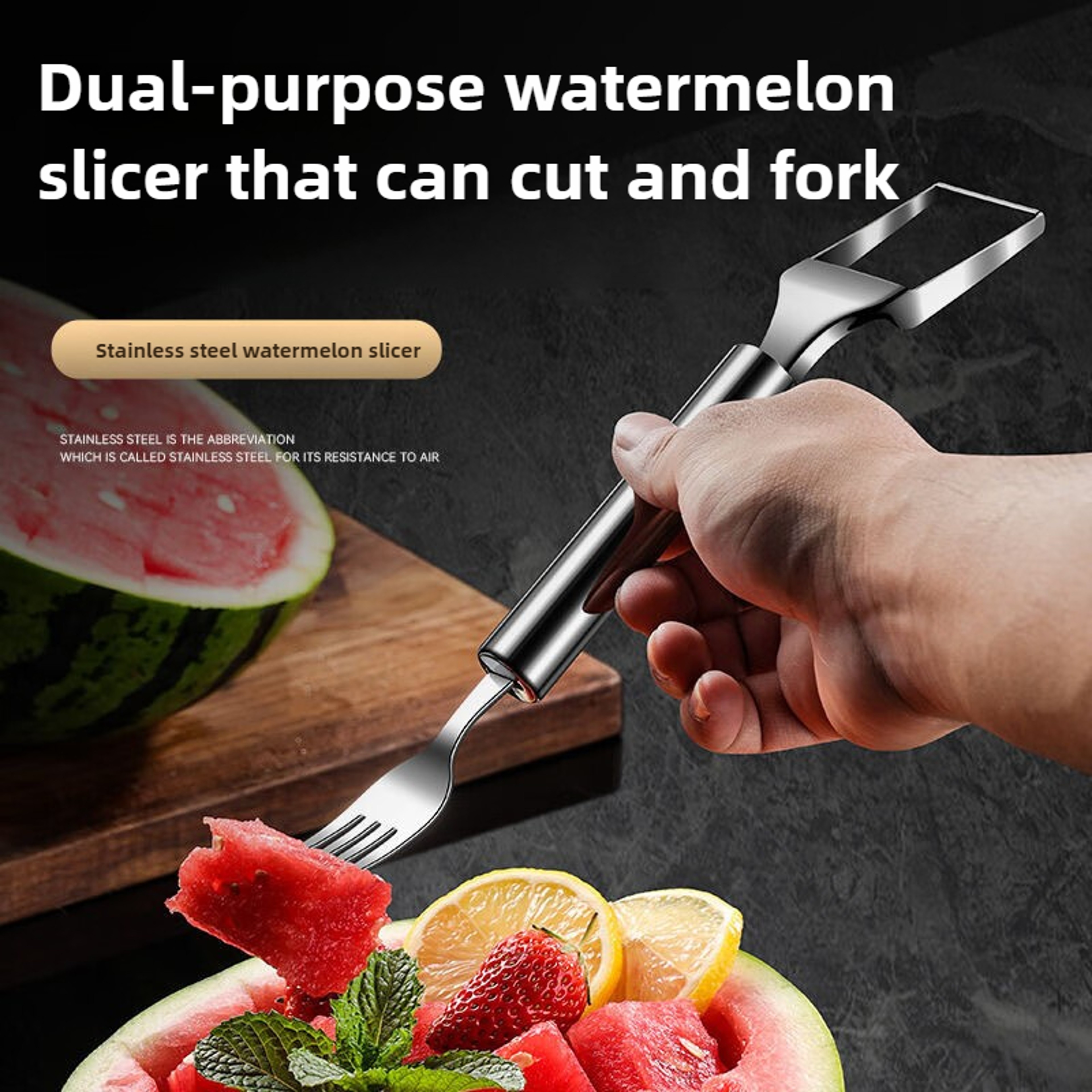 Slice  Serve Stainless Steel Watermelon Cutter Fork 1