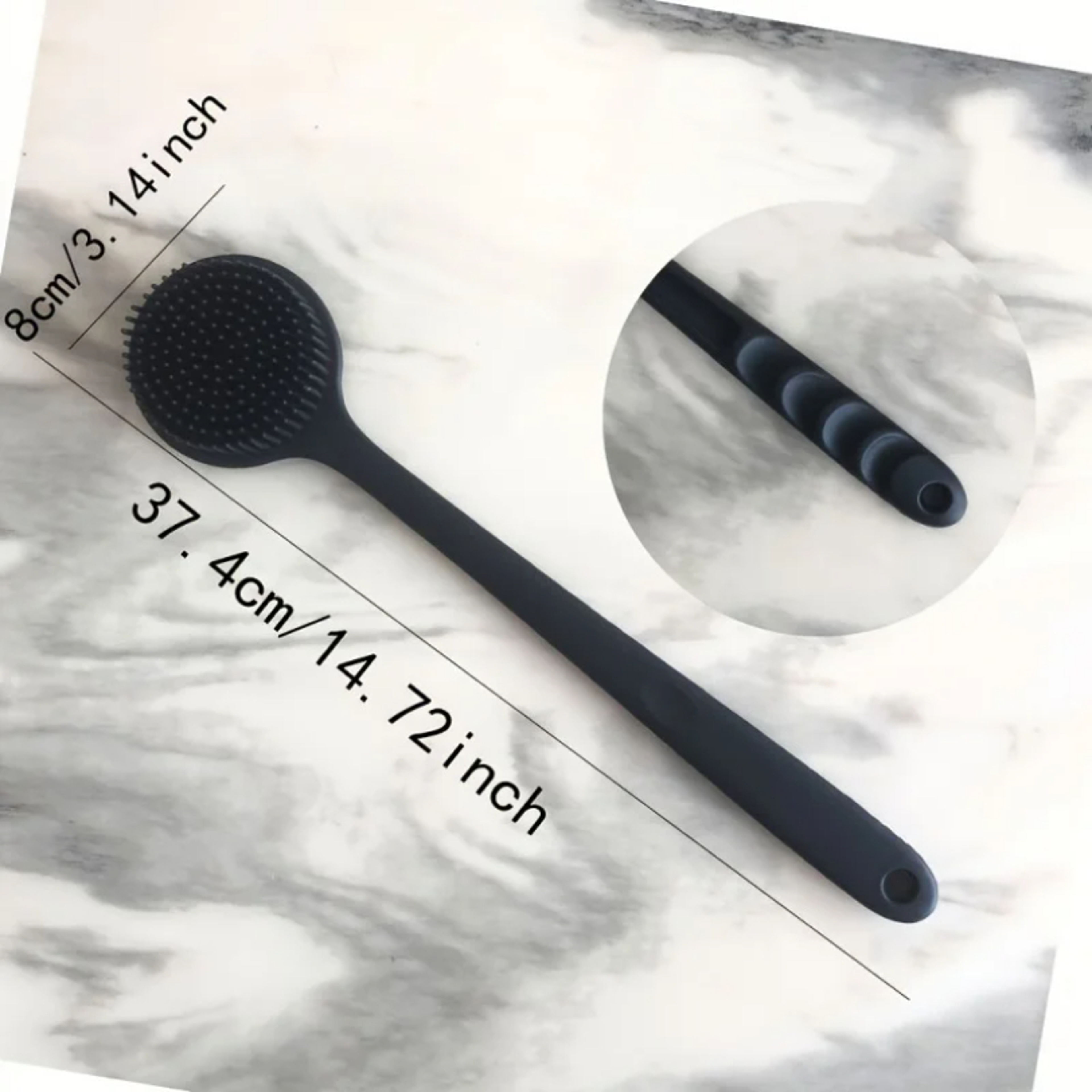 DoubleSided Silicone Bath Brush  Back Scrubber With Long Handle 7