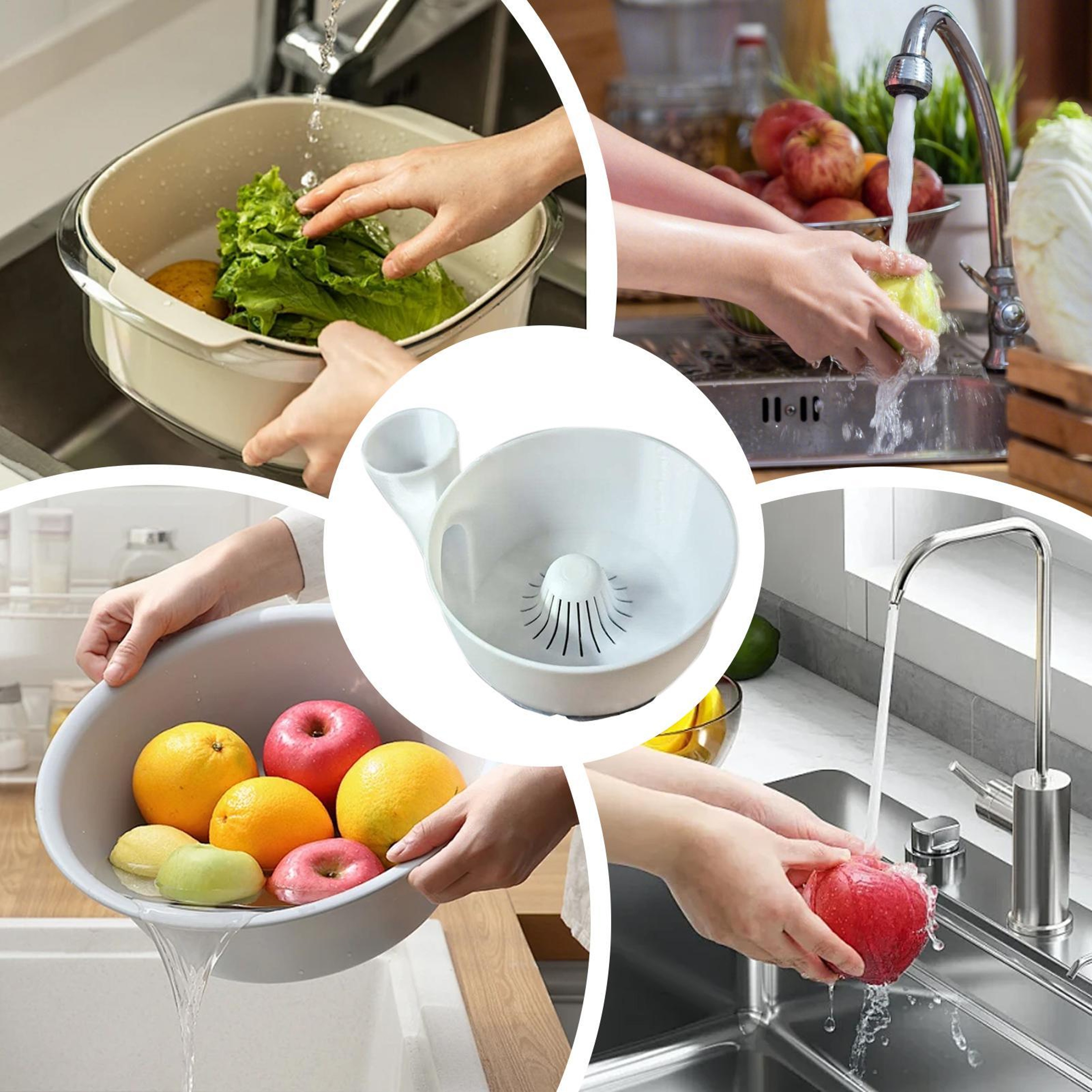 Portable Fruit Washer  Vegetable Cleaning Bowl With Draining Spinner 1