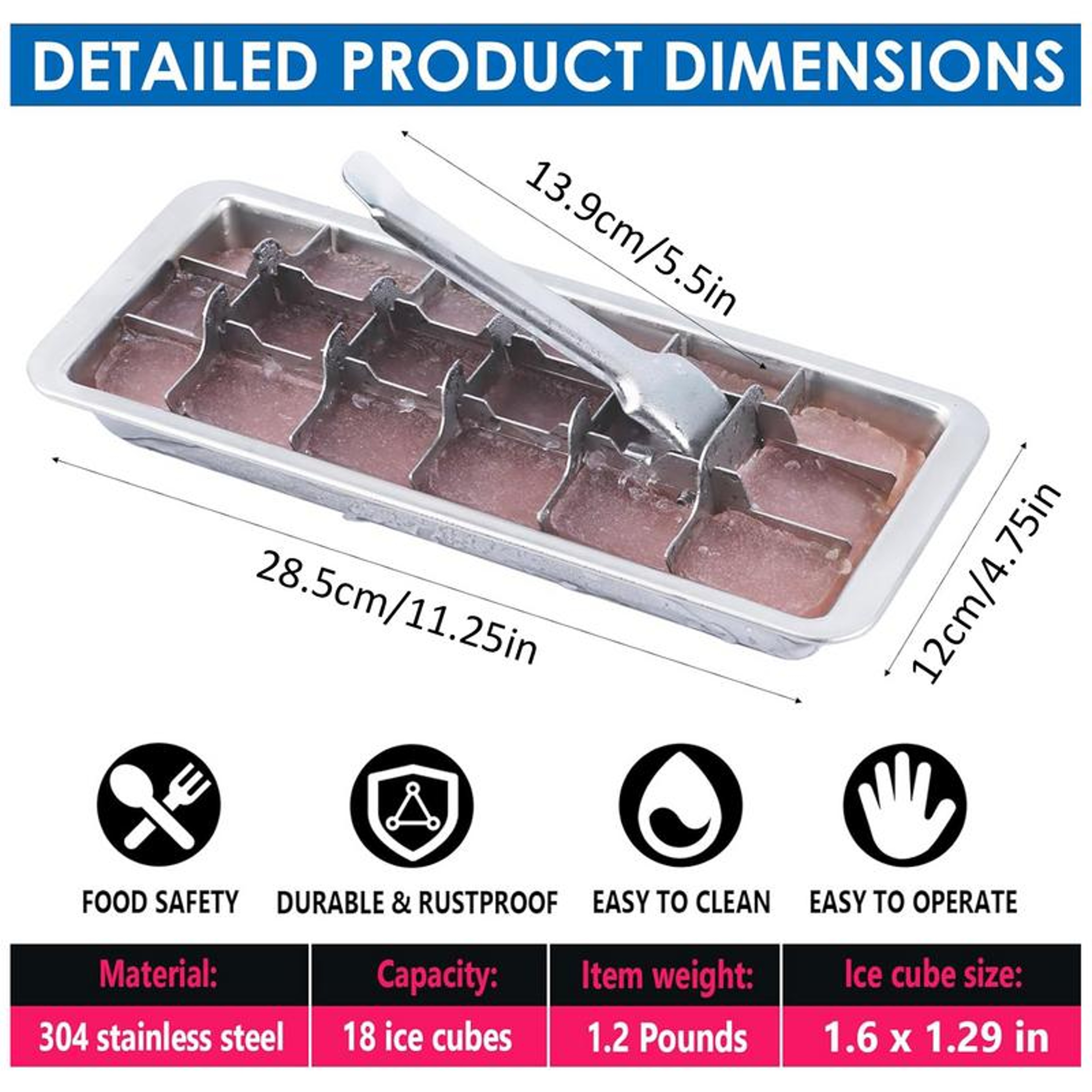 Premium Stainless Steel Ice Cube Tray With Easy Release Lid For Whiskey Cocktails  Cold Drinks 5