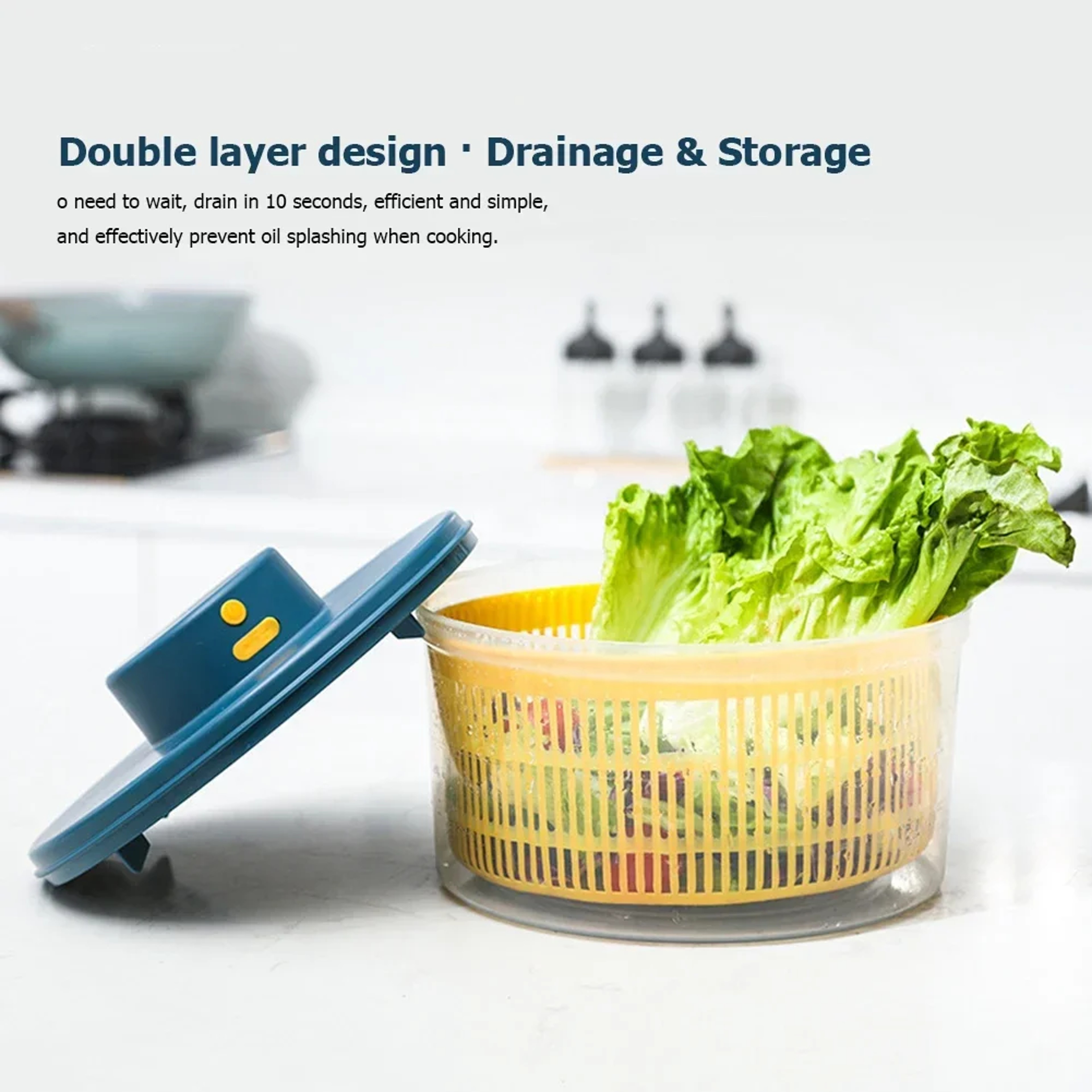 Electric Salad Spinner  Vegetable Dryer Bowl 5