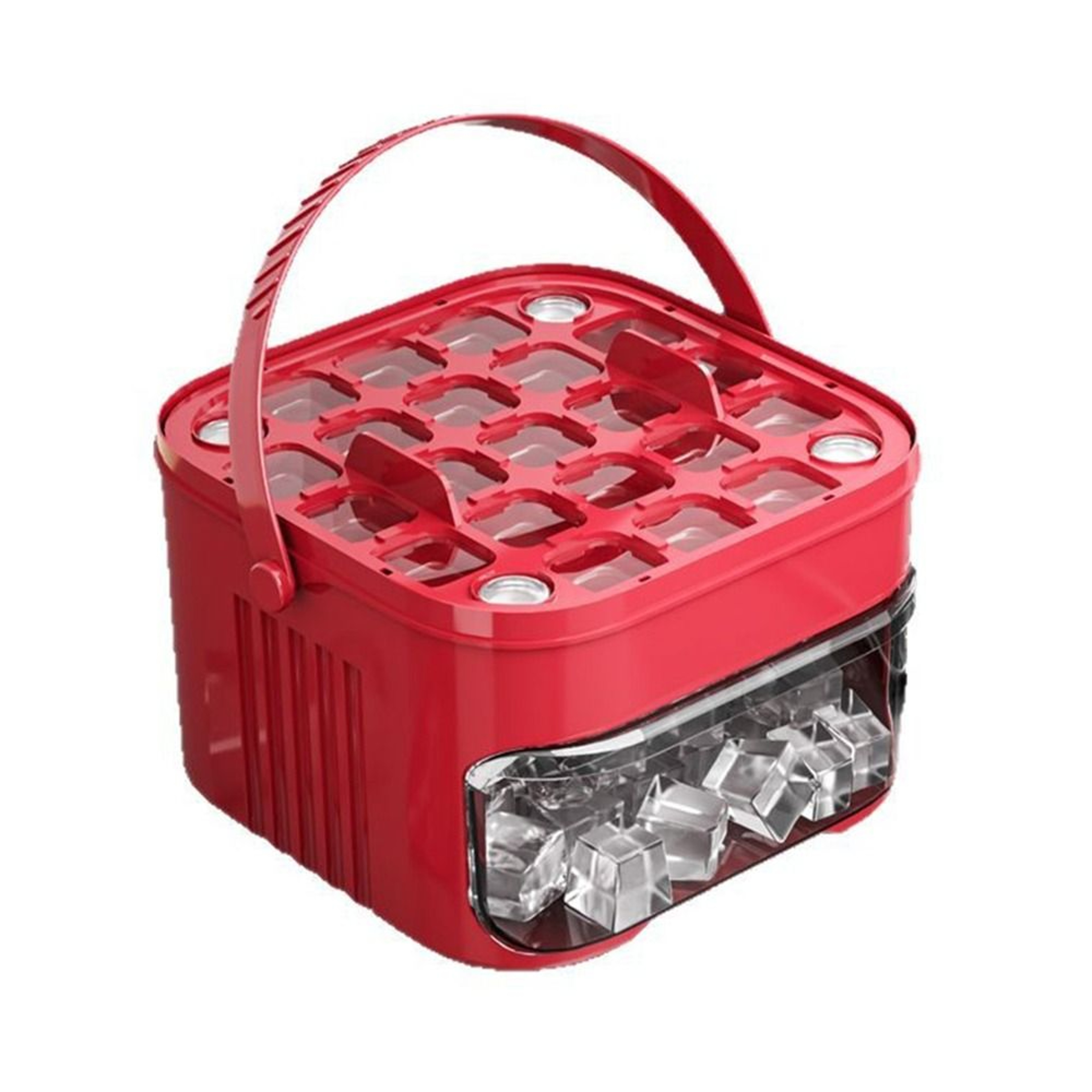 Portable Cube Ice Maker Tray With PressRelease Lid  Storage Bin 4