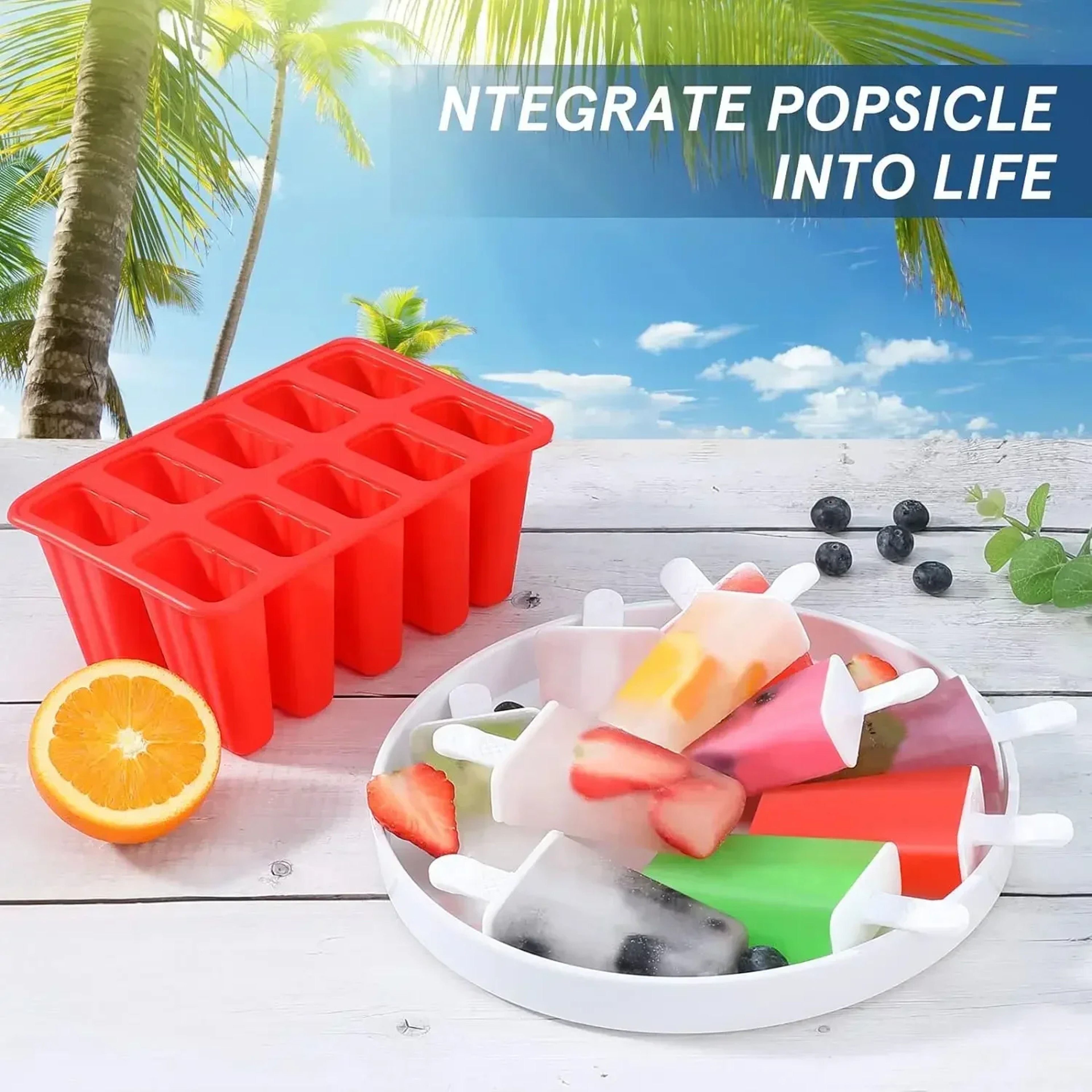 Silicone Popsicle Molds BPA Free Ice Pop Molds With Funnel And Cleaning Brush Reusable Popsicle Mak 3