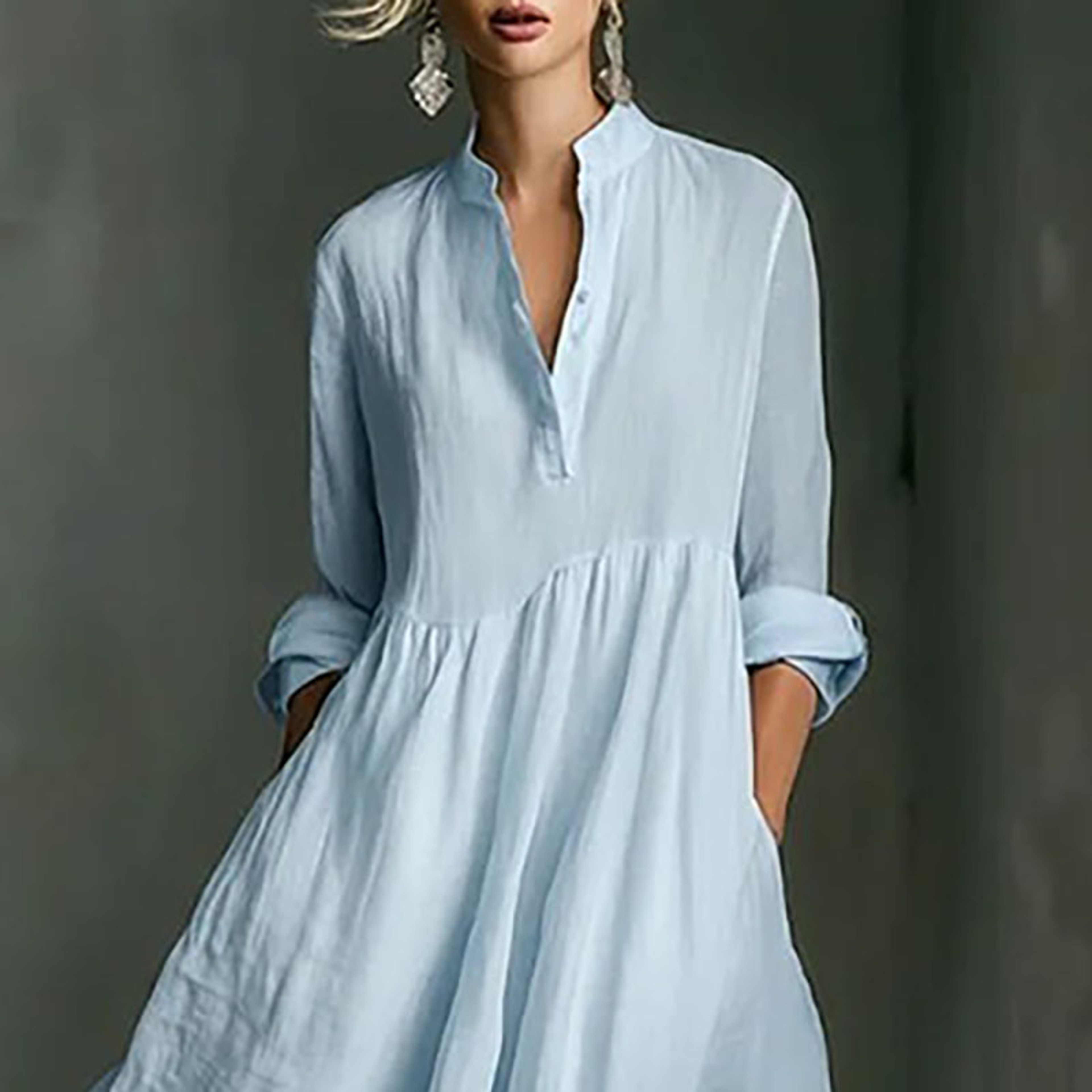 Elegant Breeze VNeck Boho Maxi Dress For Women With High Waist A Line Silhouette 2