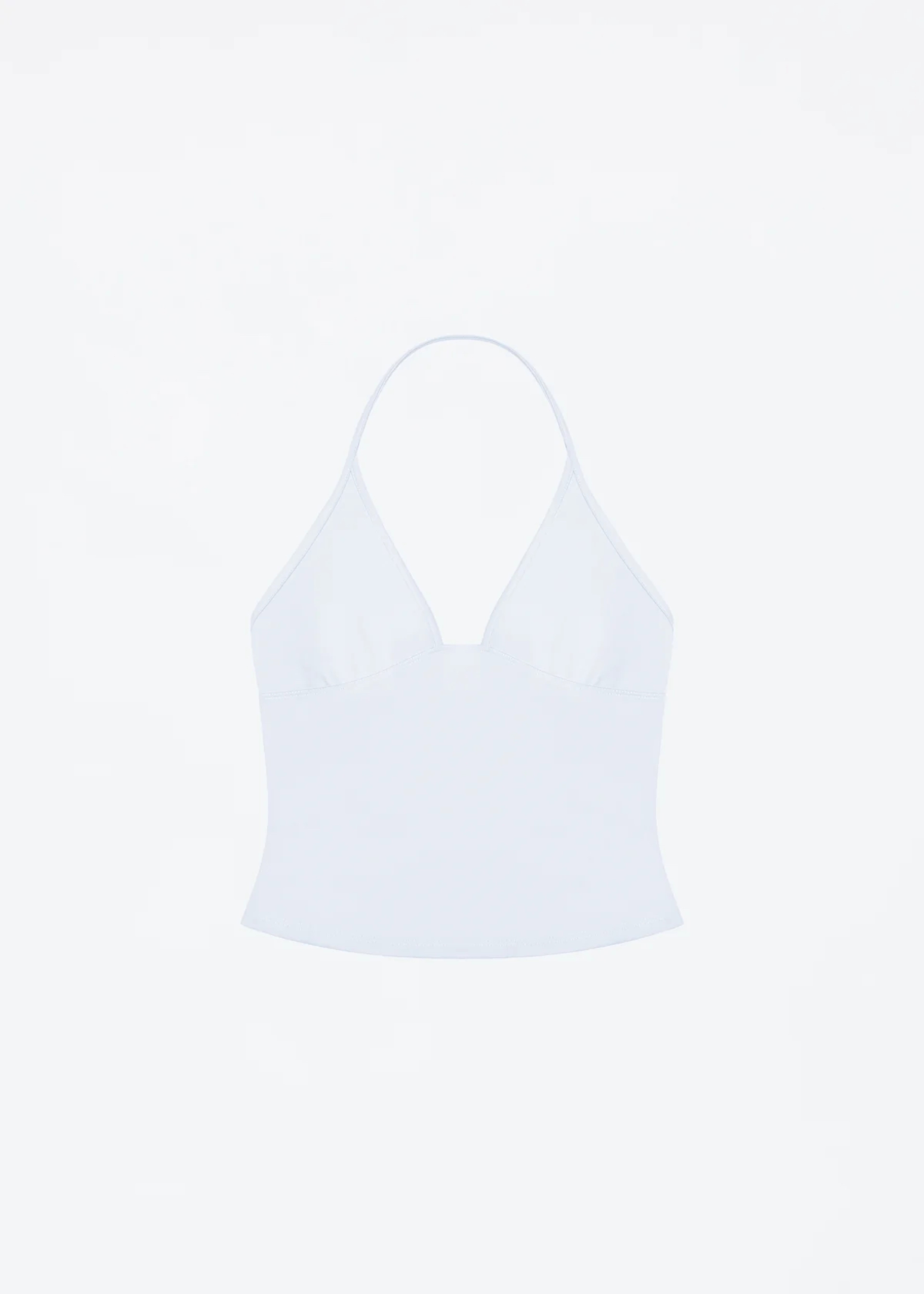 Halter V Neck Backless Strappy Triangle Cup Crop Top 3