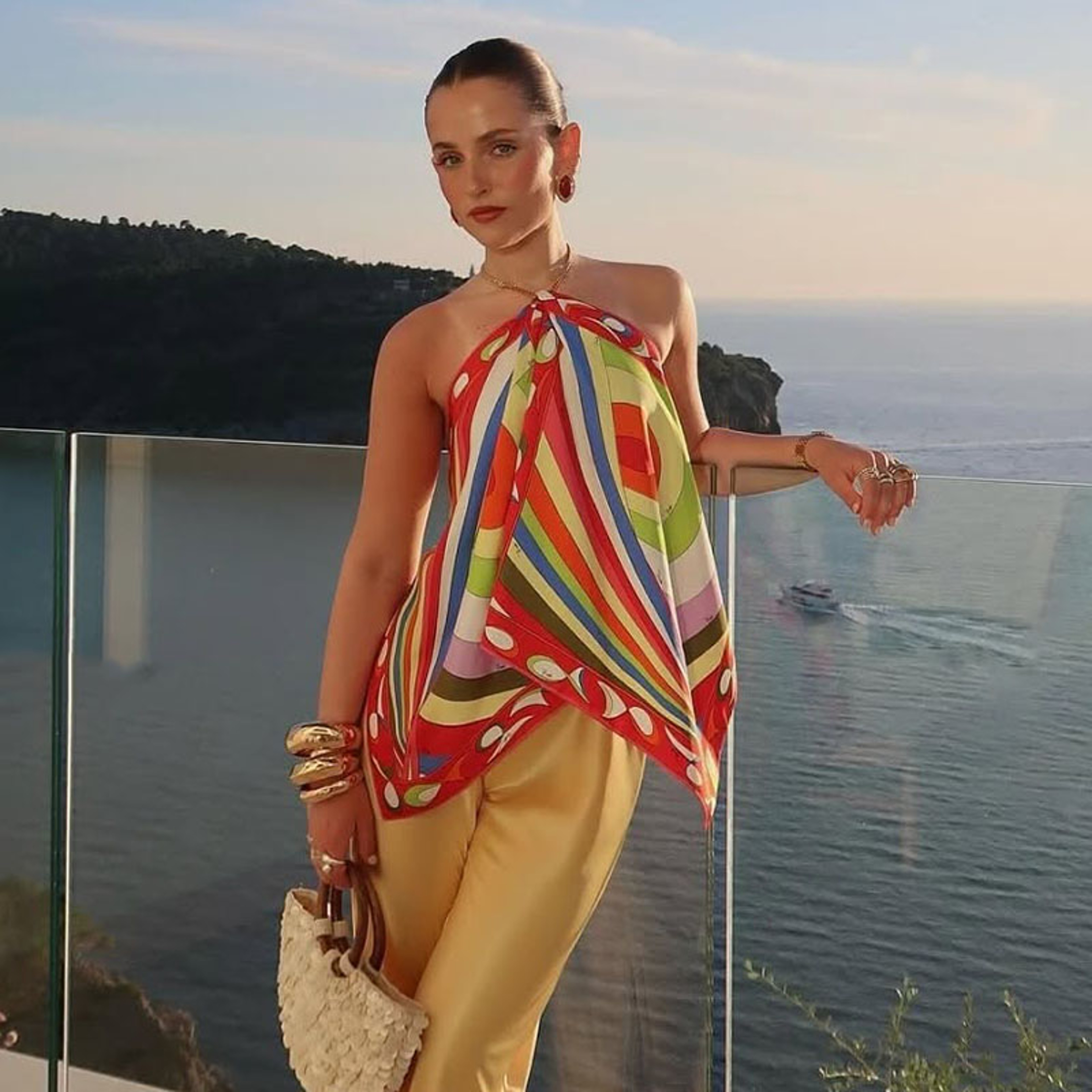 Women Striped Halter Ruffle Hem Backless Summer Beach Top 0
