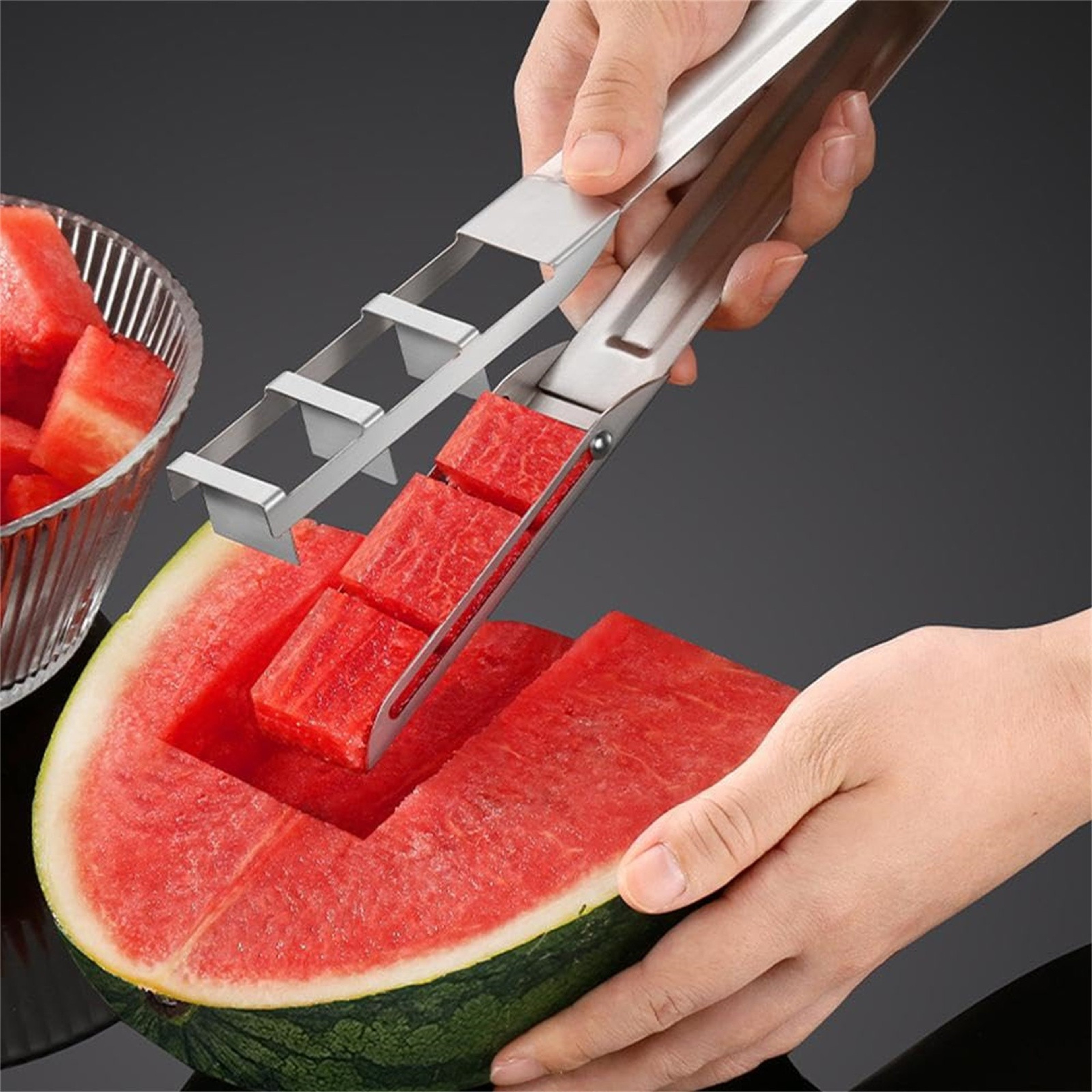 Stainless Steel Watermelon Cube Cutter Fruit Slicer For Uniform Cubes Easy Fruit Dicer 4