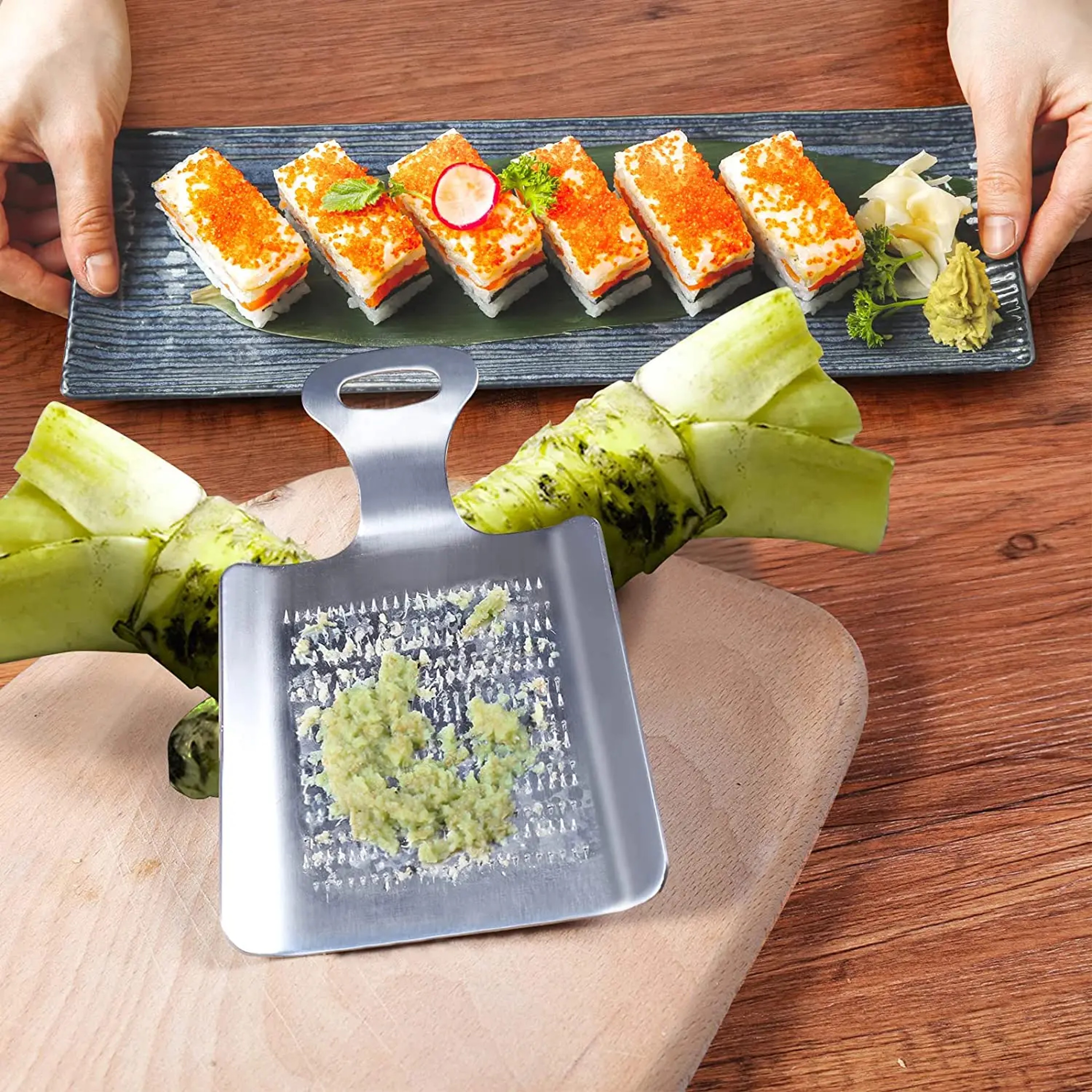 Stainless Steel Ginger & Wasabi Grater Set Garlic Press Kitchen Mincer – view 2