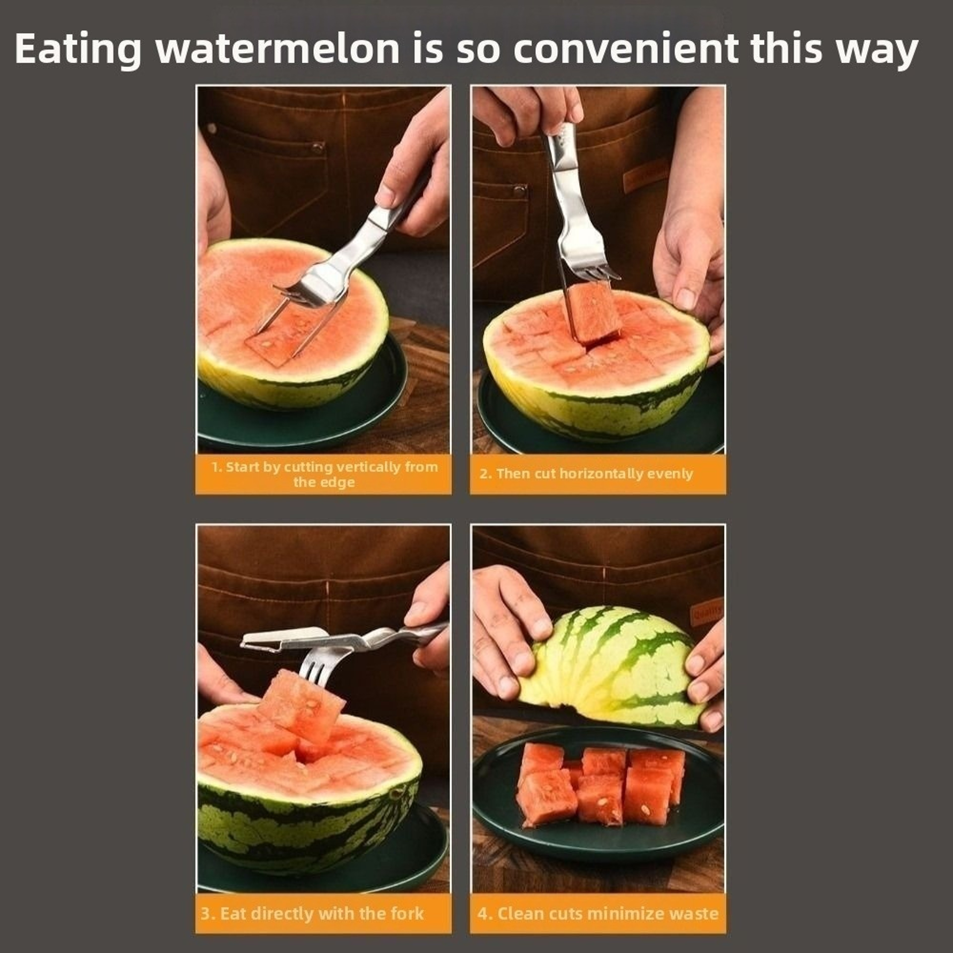 Watermelon Slicer  Fork Cutter Stainless Steel Fruit Cutter Tool Comfortable Grip 4