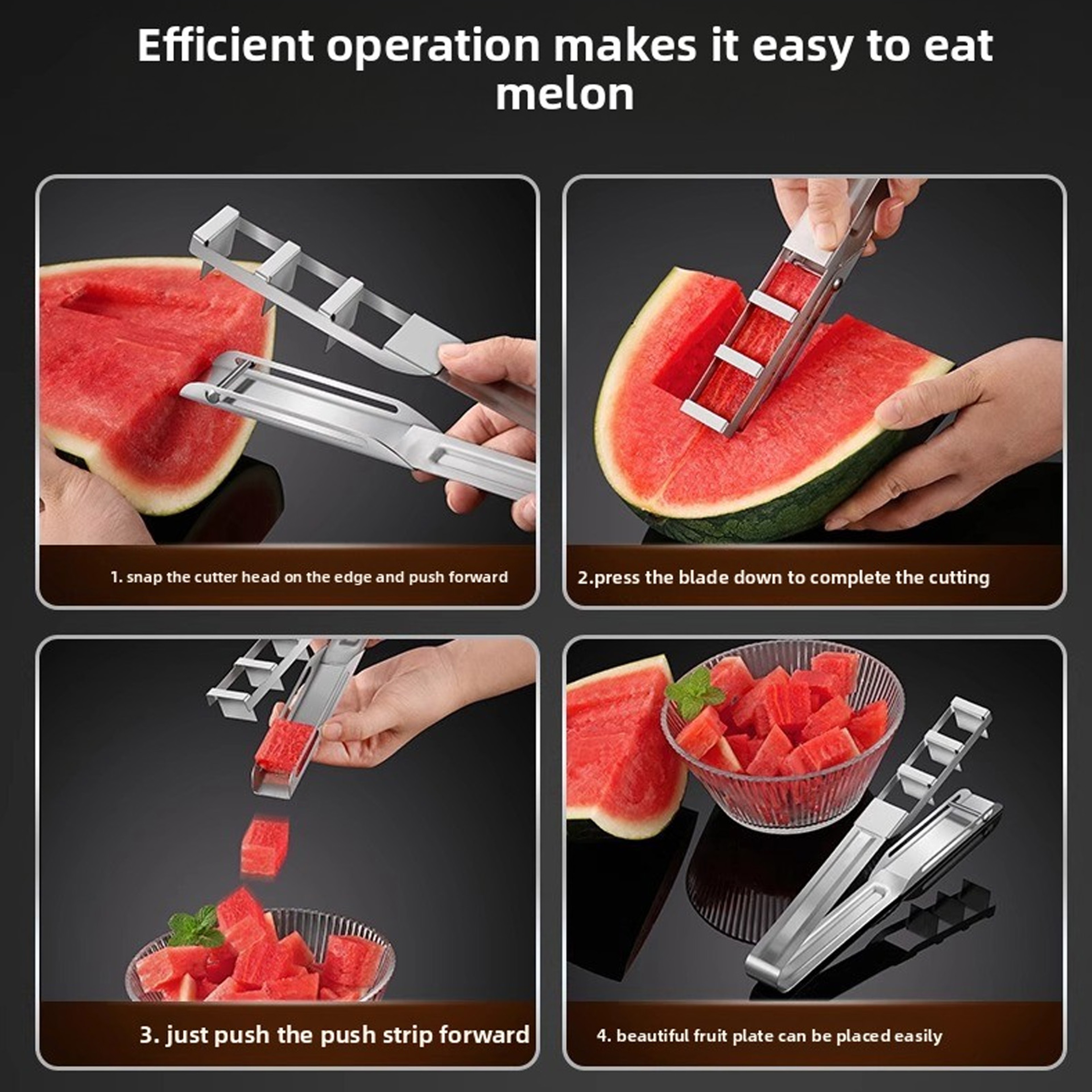 Watermelon Slicer And Melon Cube Cutter Fruit Slicer Tool For Watermelon Cantaloupe And Papaya 5