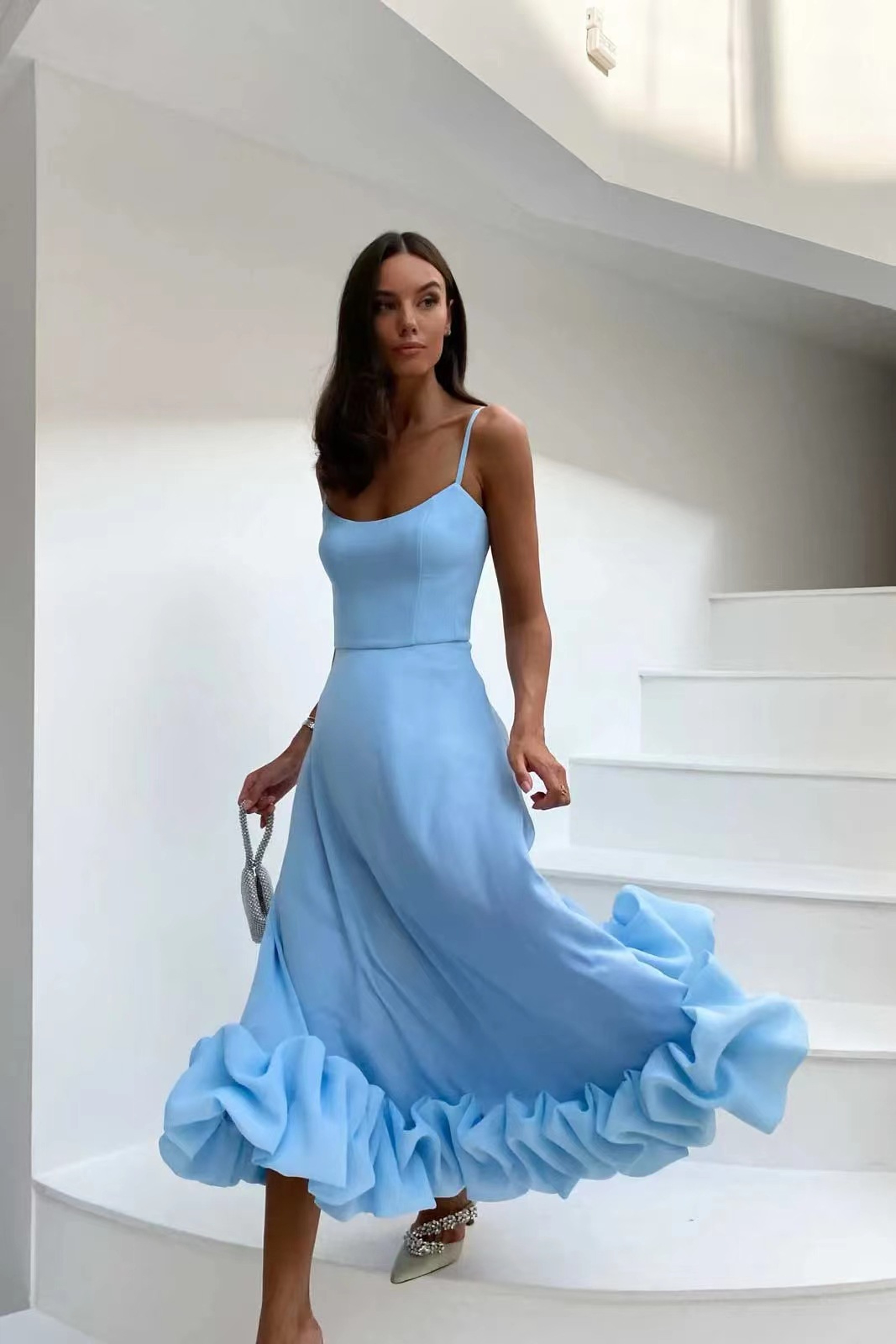 Coastal Elegance Ruffle Maxi Dress  Backless Summer Beach Dress For Parties  Vacations 2
